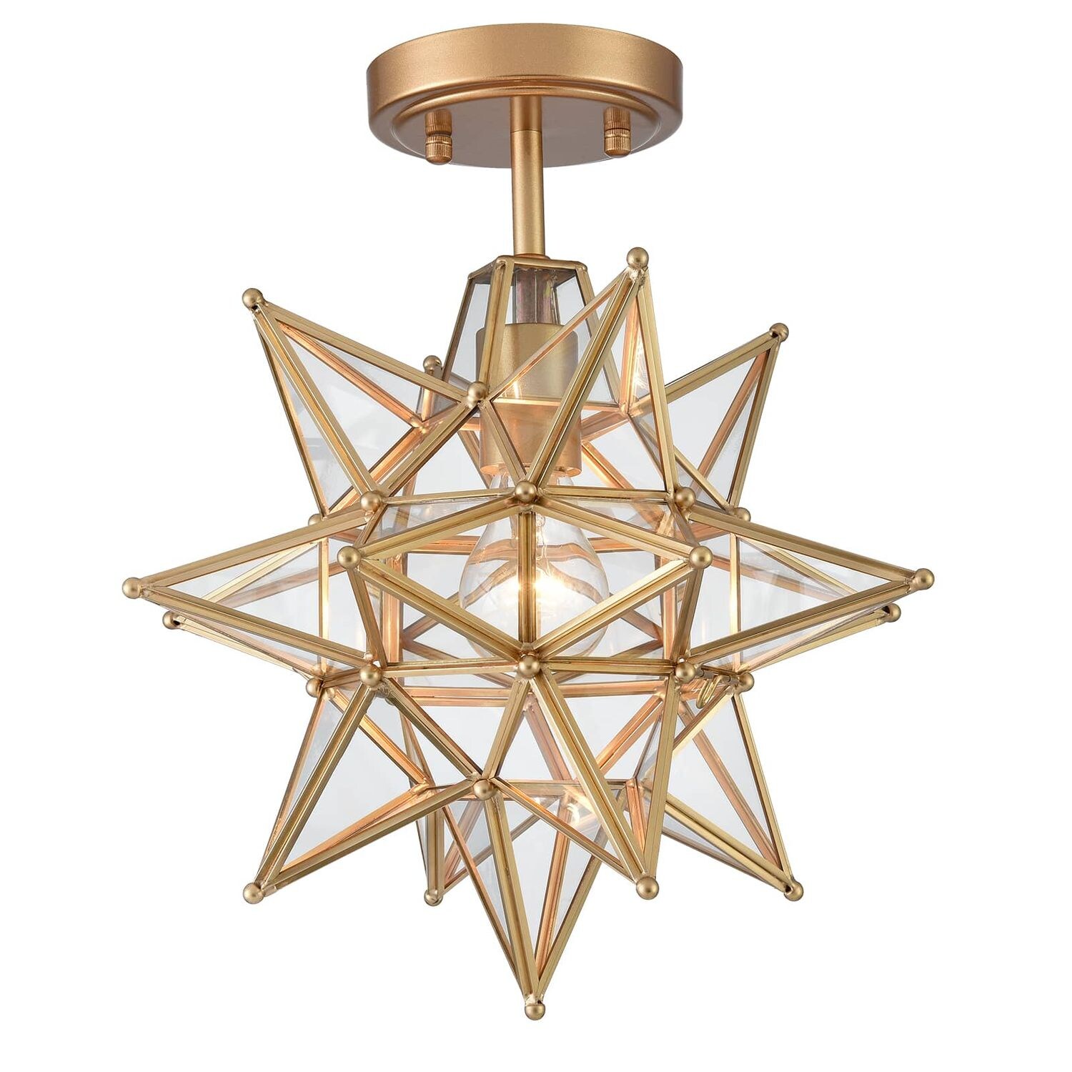 Claxy HY-B5174CU-13J-T 13-Inches Brass Geometric Metal Ceiling Light Mount