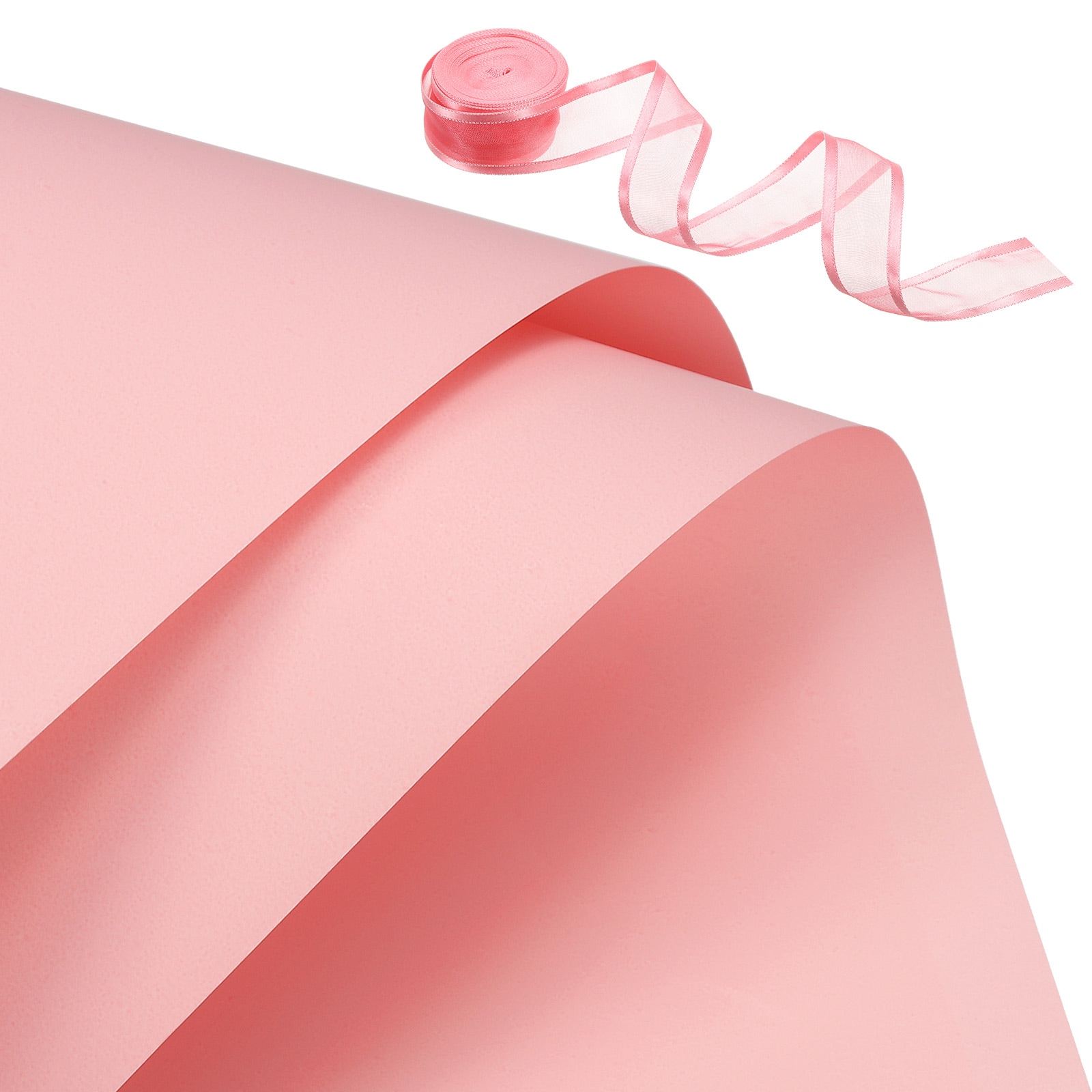 PATIKIL 20 Sheets Flower Wrapping Paper 22.8 Inchx22.8 Inch Floral Bouquet Craft Packaging Paper with Ribbon for Flowers Gift Package Pink #S25120203UX3566