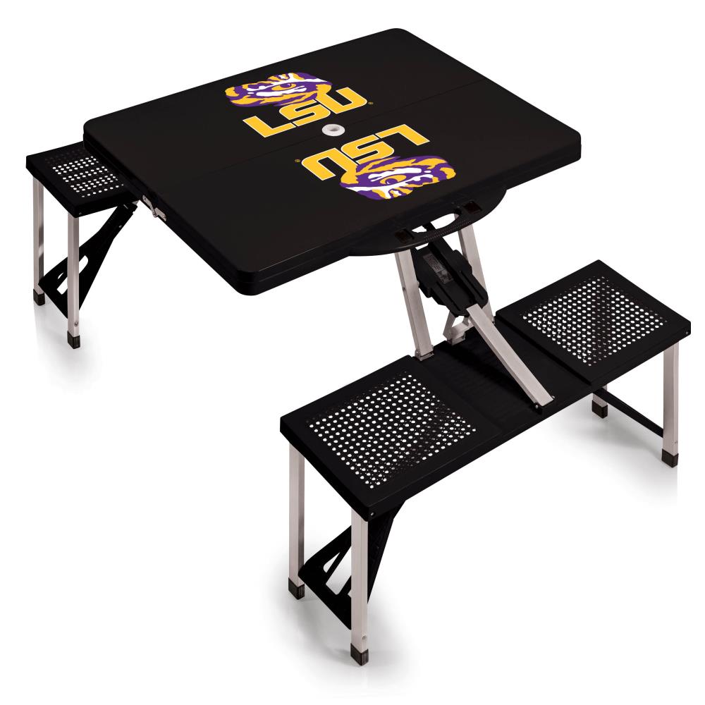 Picnic Time 811-00-175-294-0 LSU Tigers 54-in Black Plastic Rectangle Folding Picnic Table