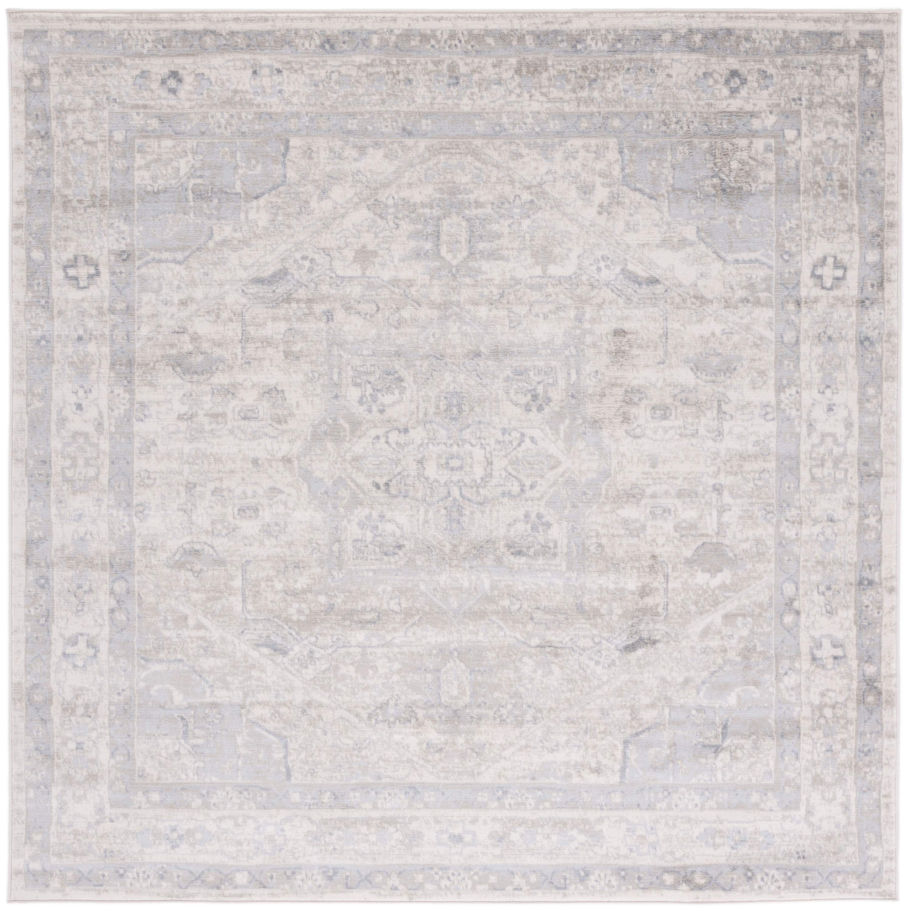 Safavieh BNT852D-7SQ Brentwood Vessie 7 x 7 (ft) Loomed Polypropylene Ivory/Gray Square Indoor Abstract Farmhouse/Cottage Area rug
