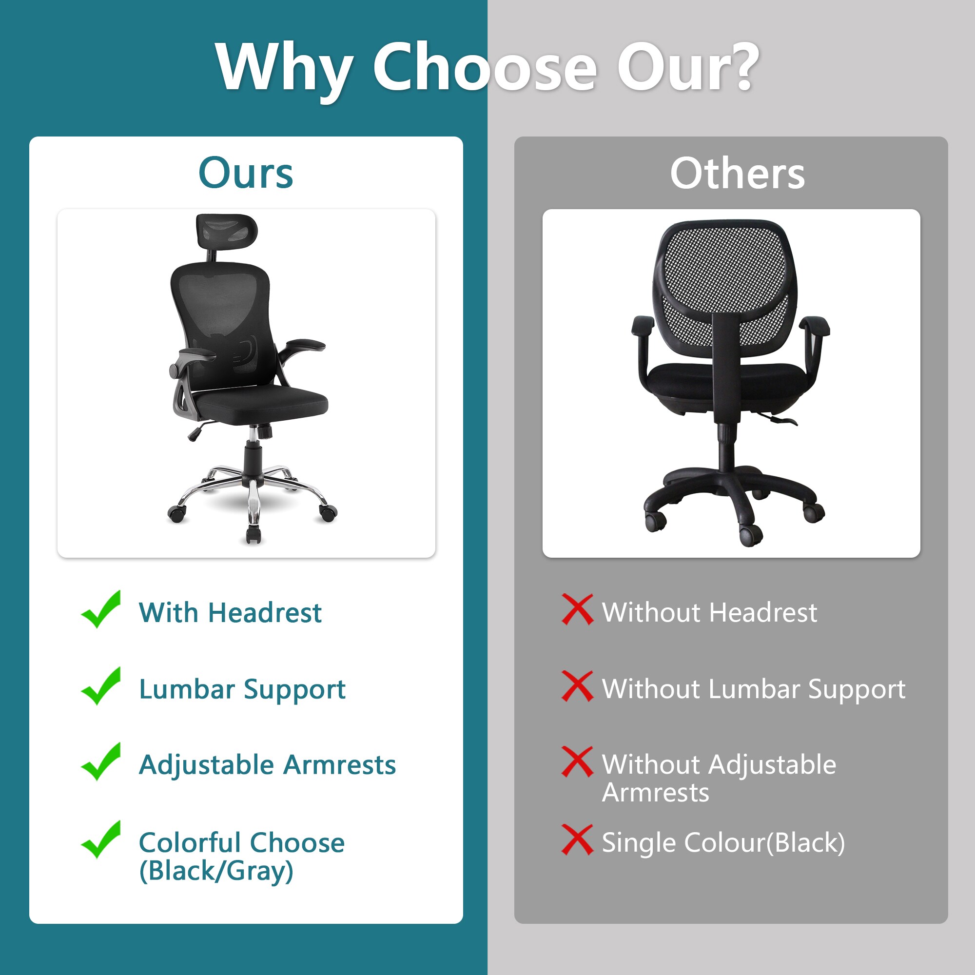 Vecelo LOE-OC02-BLK Office-Chairs - View #7