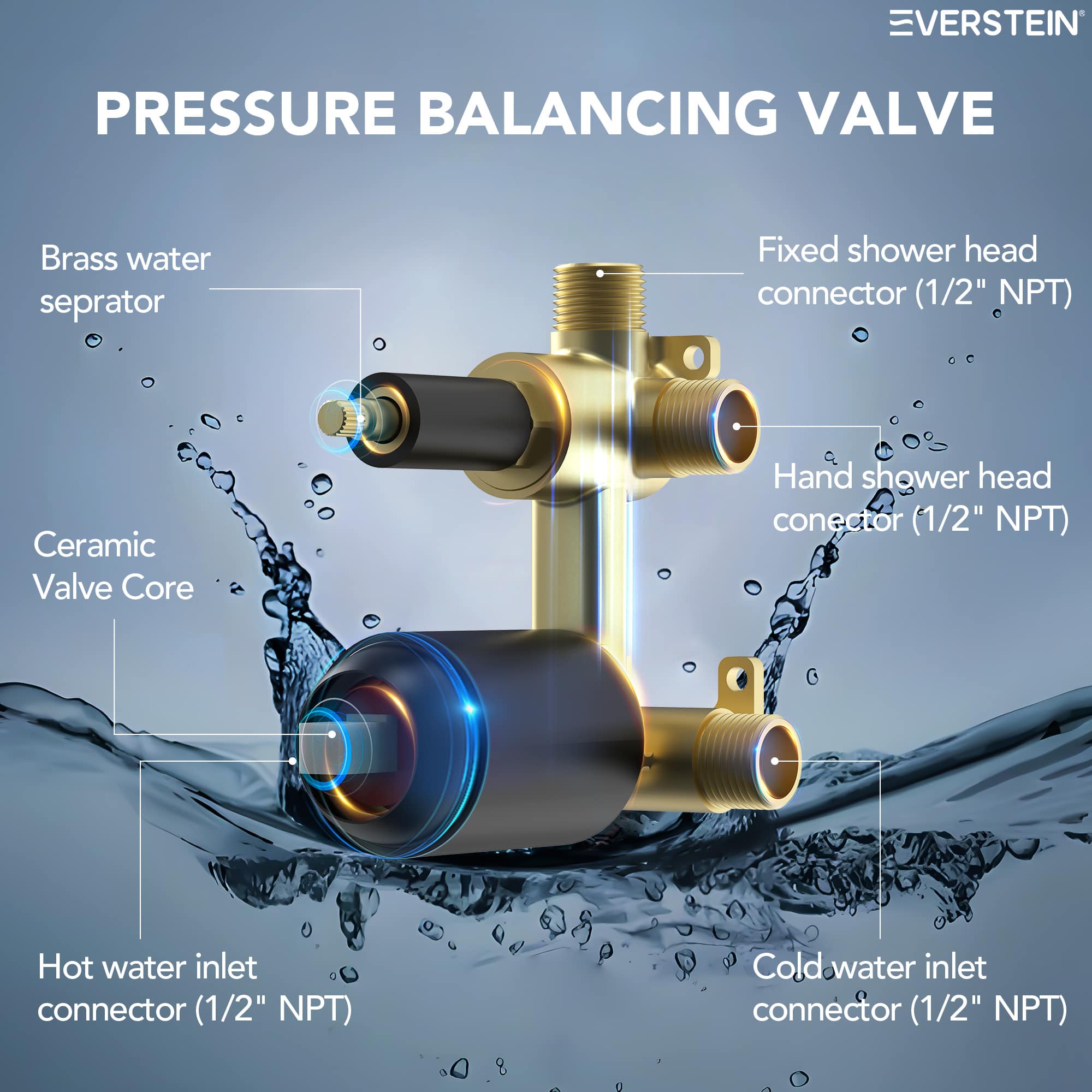 EVERSTEIN SFS-1077-BK6 Tub-Shower-Faucets - View #6