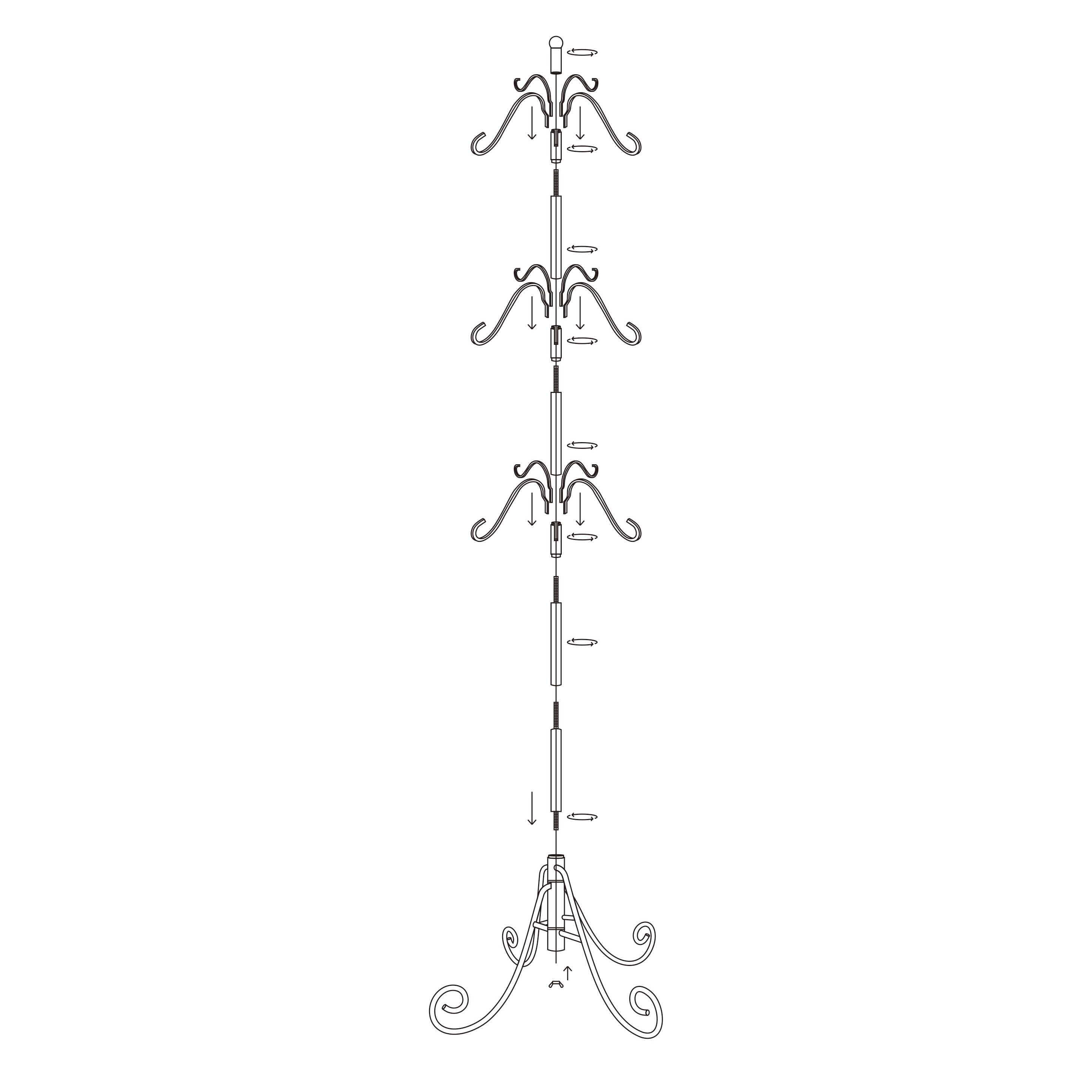 Black Adjustable Metal Christmas Stocking Tree Stand with 12 Hooks