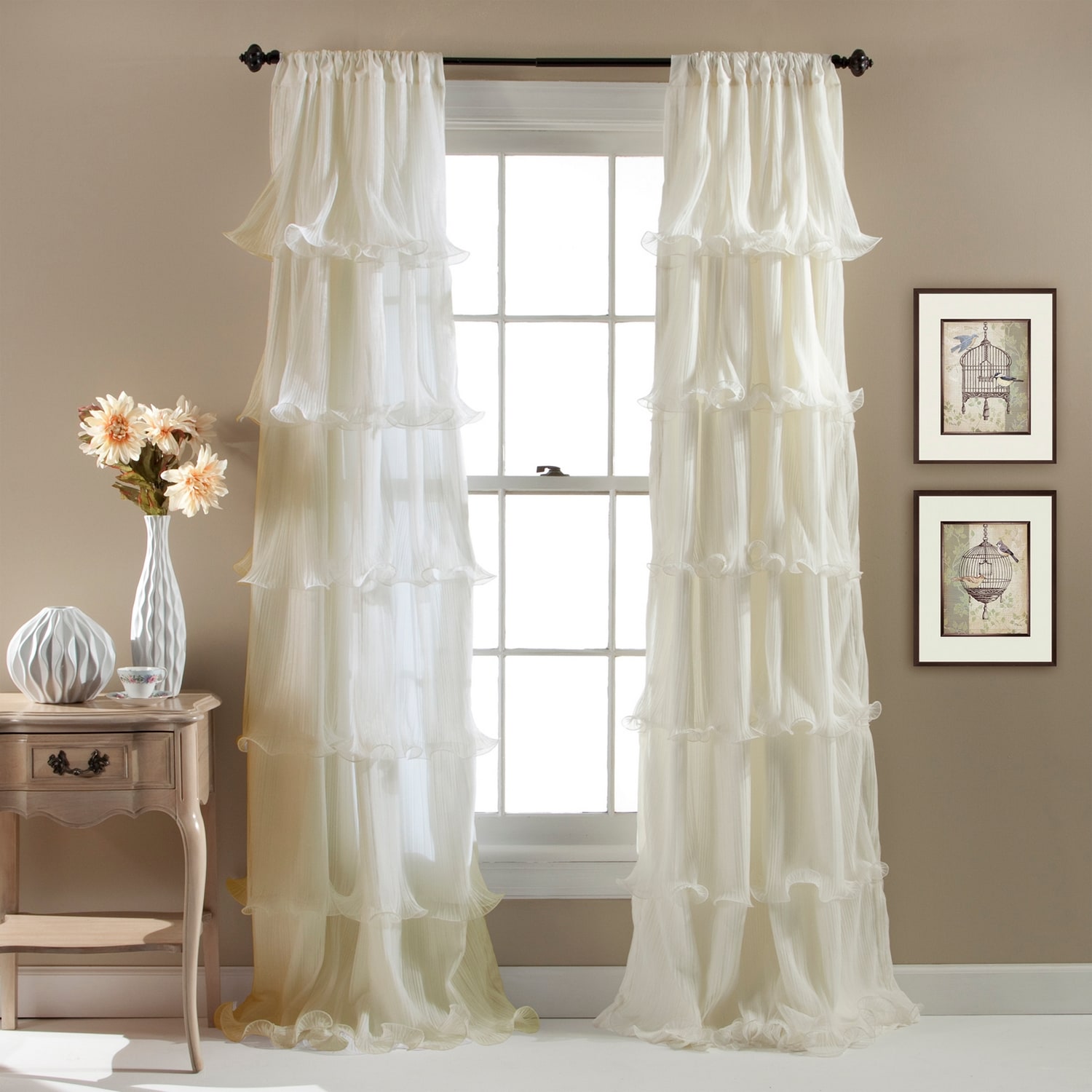 Lush Decor C20524P14-000 84-Inches Ivory Rod pocket Single curtain panel