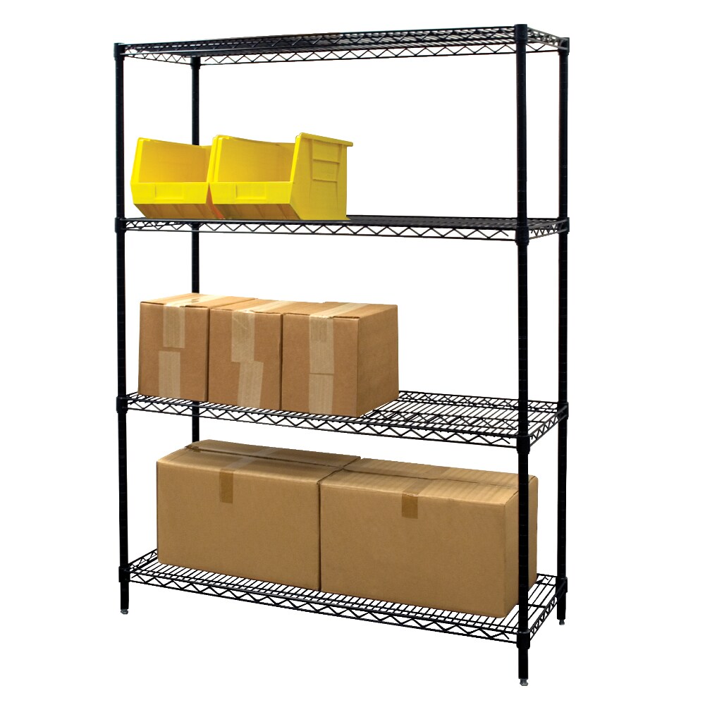 Storage Concepts Office Shelving, Wire Black, 4 Shelves, 74H x 60W x 18D