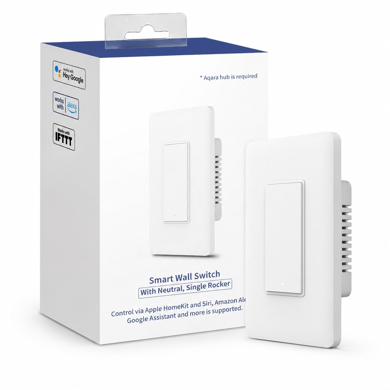 Phewnyzo  Smart Light Switch Single Rocker Neutral Required Remote Control Timer Zigbee Compatible with Alexa Google Assistant Apple HomeKit Hub