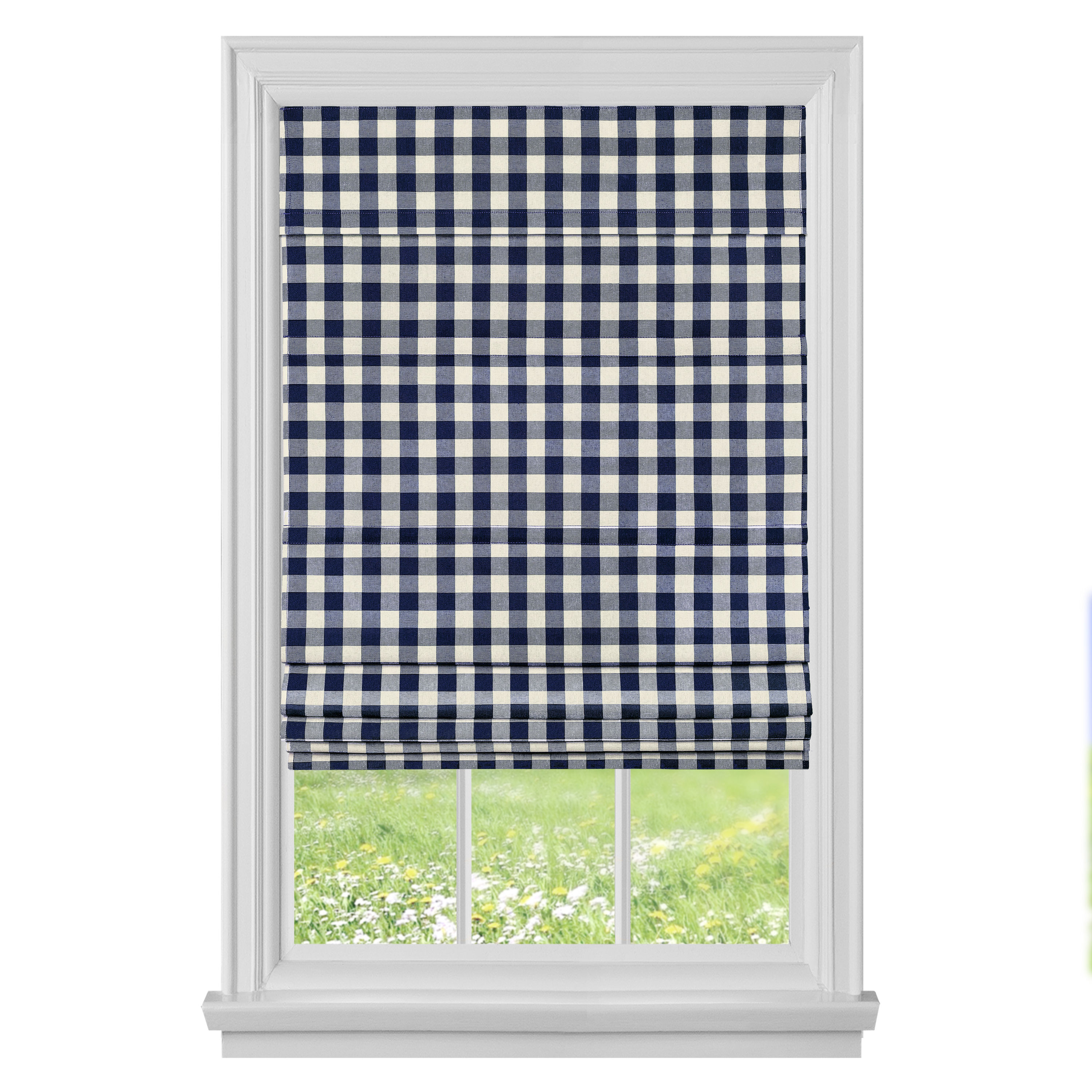 Achim RSBC29NY04 29-in x 64-in Navy Light Filtering Cordless Roman Shade