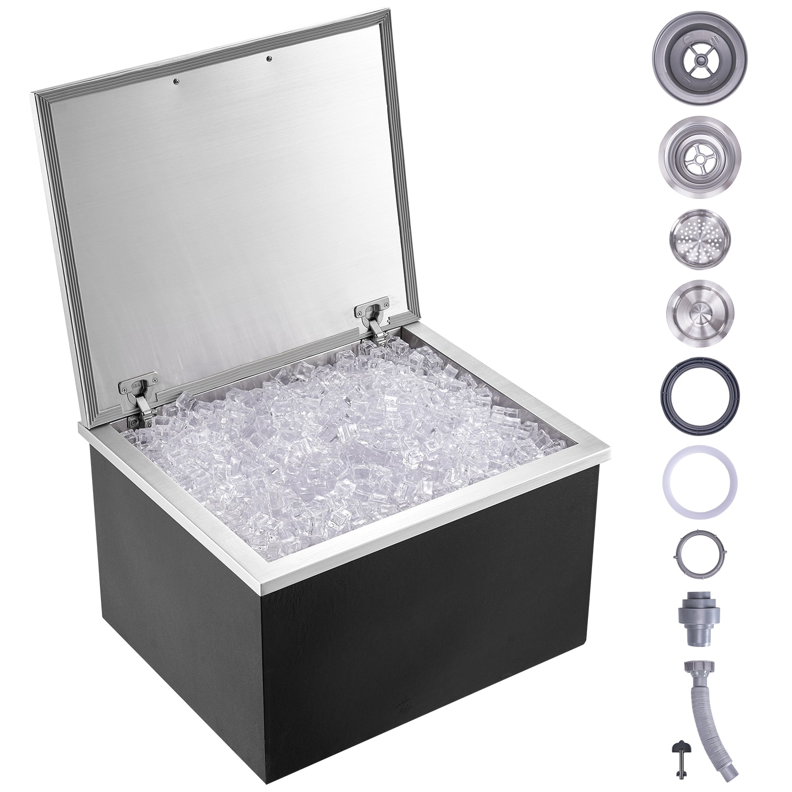 VEVOR Drop in Ice Bin Chest 20x20 inch Drop in Cooler Stainless Steel  Outdoor Drop in