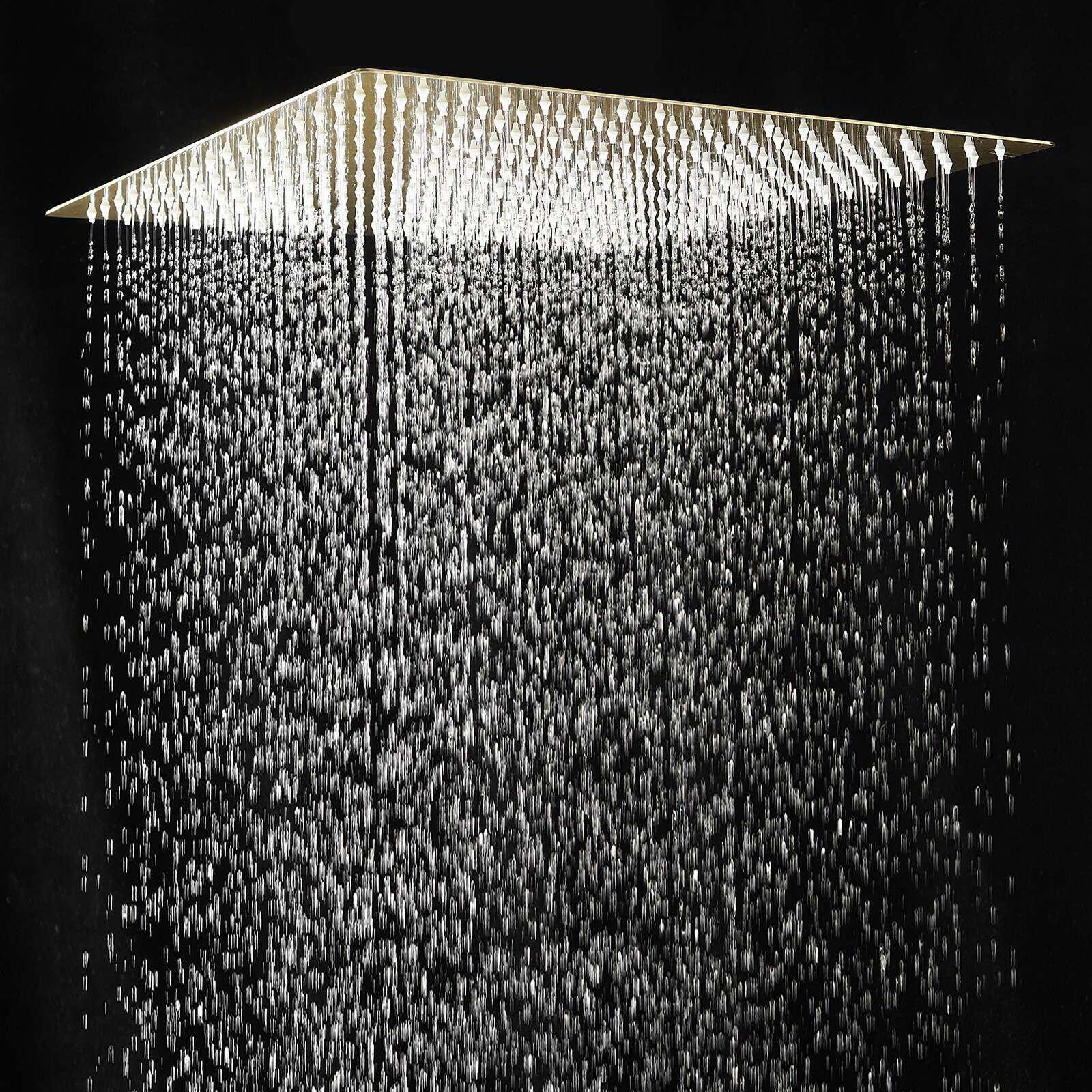 1-Spray 16 in. Single Wall Mount Square Fixed Rain Shower Head in Brushed Gold