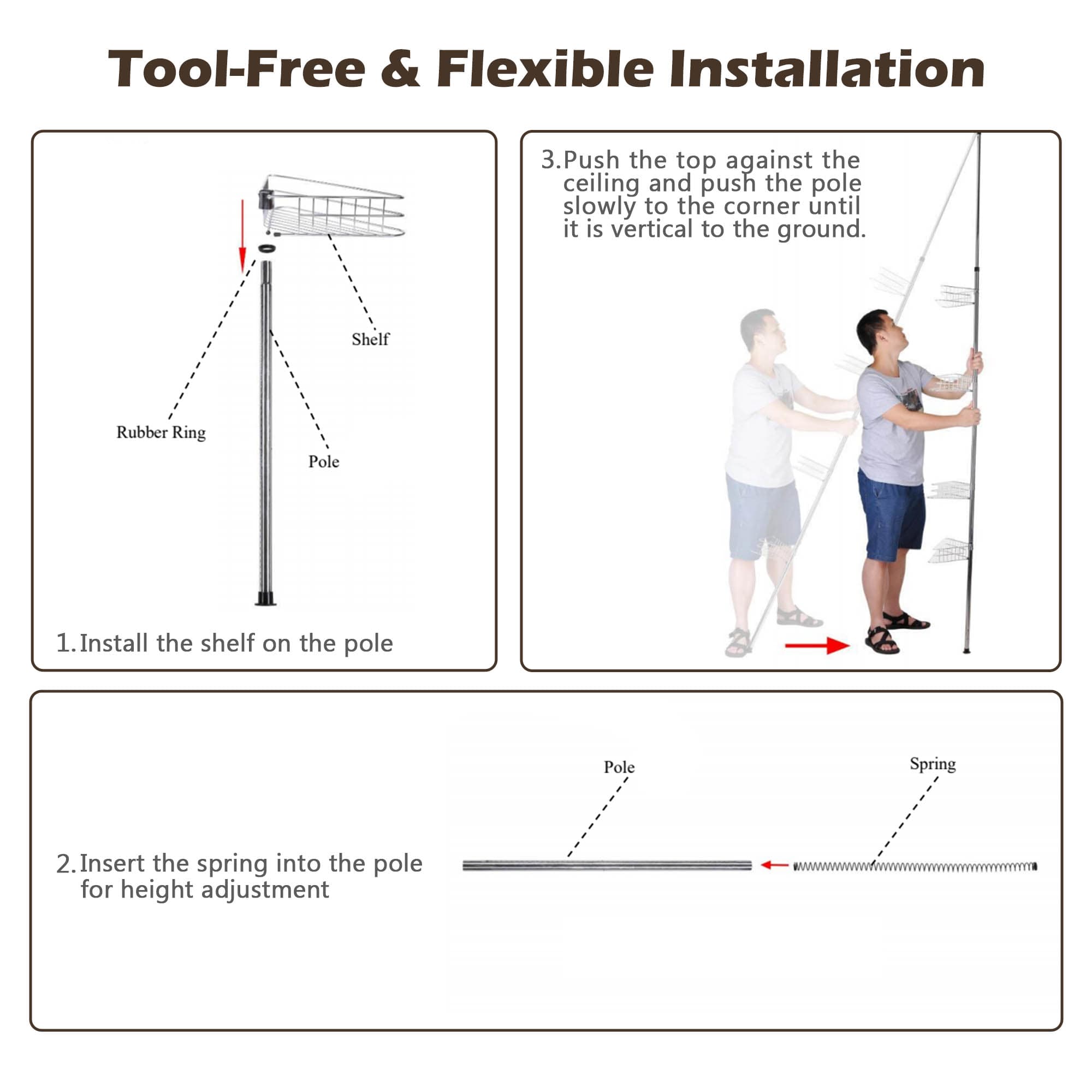 Yescom 06CSC002-4TSS-CHR-LO Hanging-Shower-Caddies - View #7