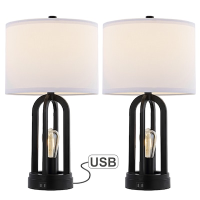 Black Led Rotary Socket Table Lamp, Marcel Black Led Usb Night Light Table Lamps