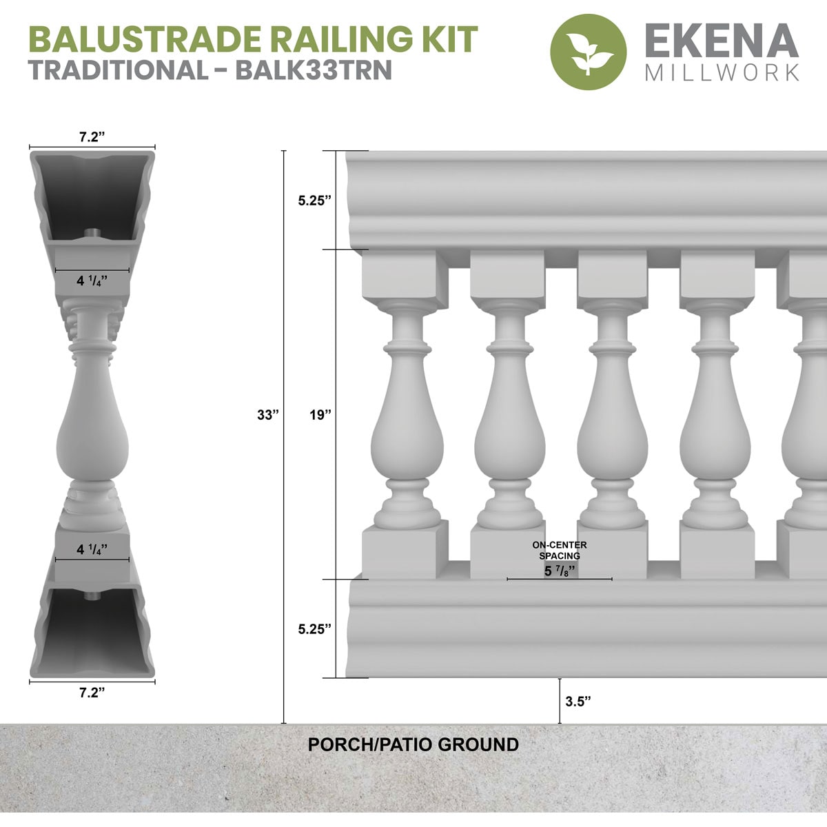 Ekena Millwork BALK33X036TRN railings - View #2