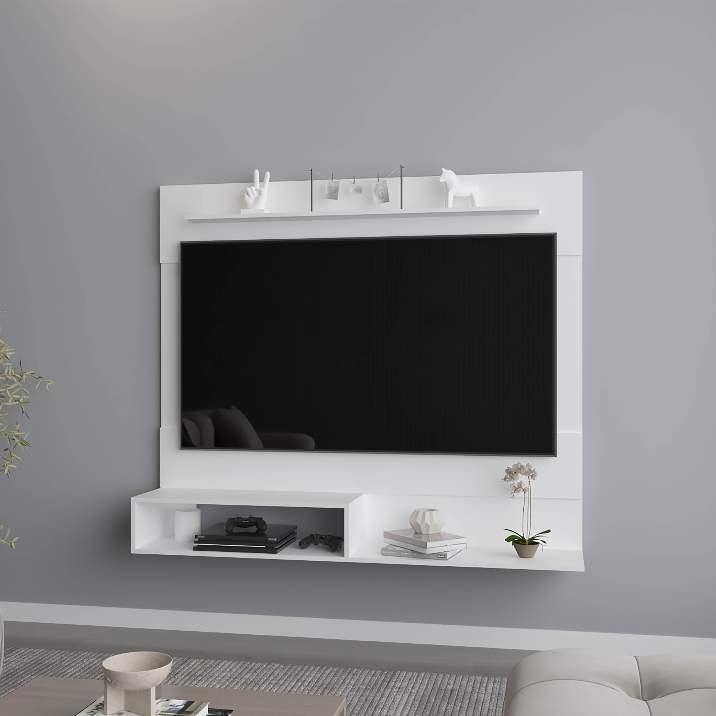 Wall Mounted Entertainment Center Shelves White