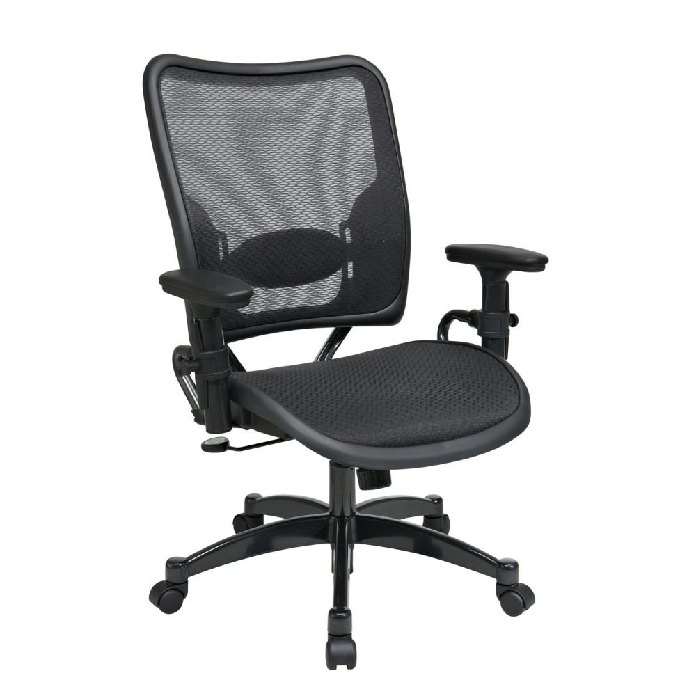 SPACE Seating Black Contemporary Adjustable Height Swivel Mesh Desk Chair  in the Office Chairs department at