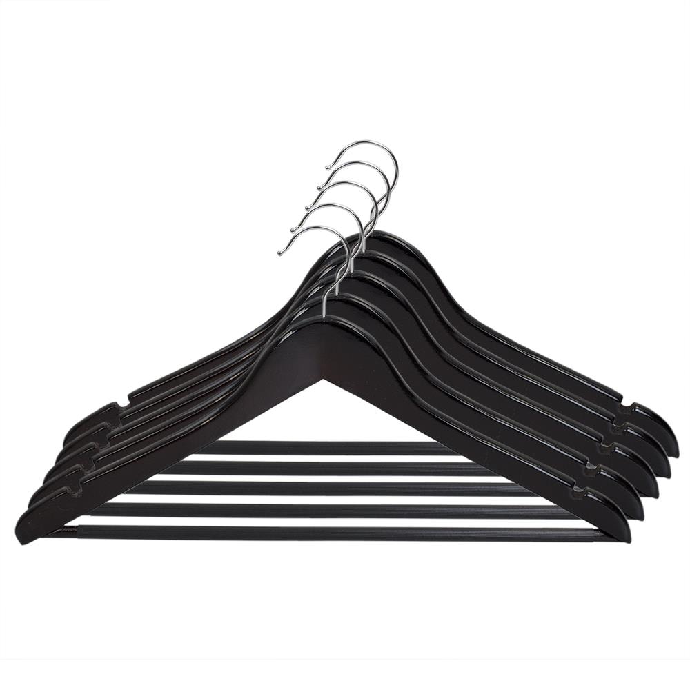 12 Bulk Home Basics 3-Piece Rubberized Plastic Hangers, Black - at 