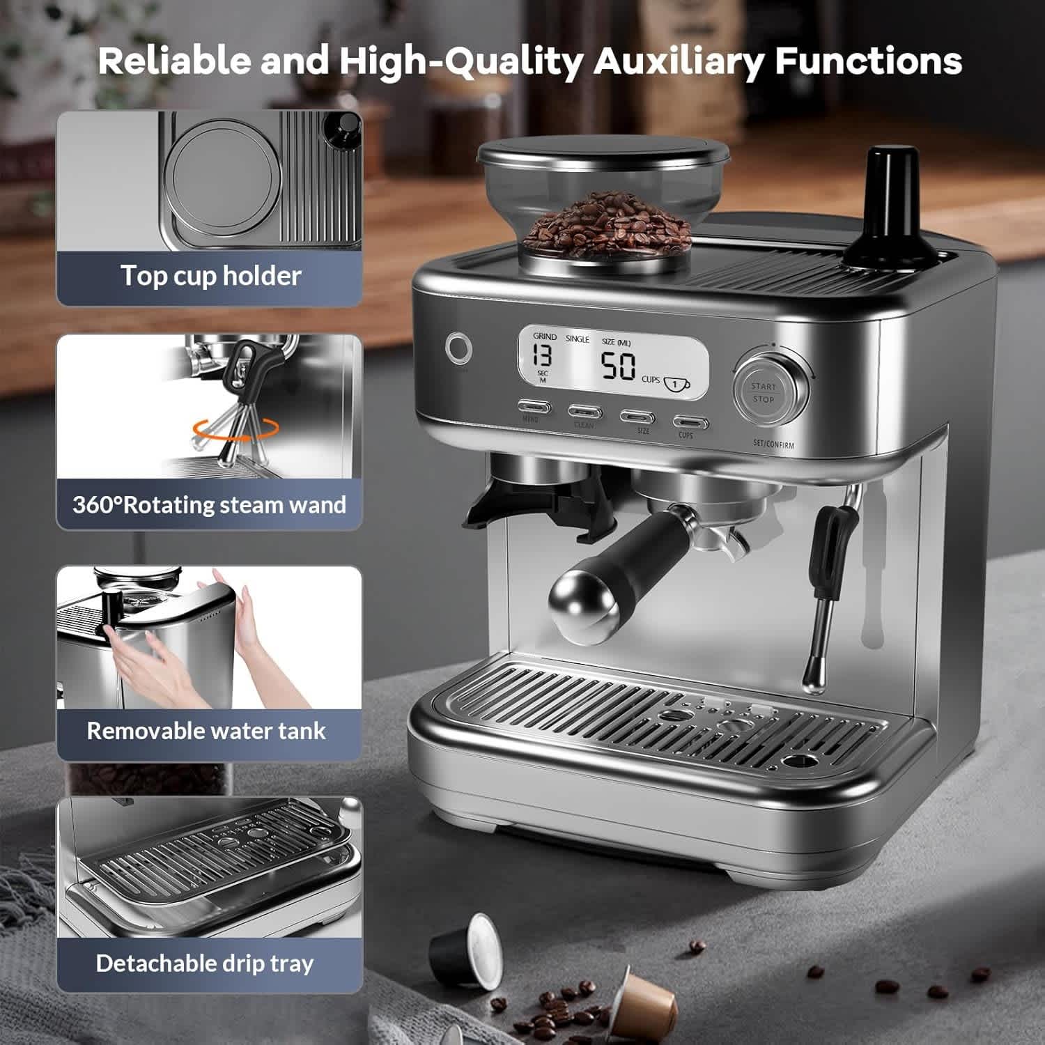 Qeetex LSHQQPHO-0ZRKMFUG Espresso-Machines - View #5