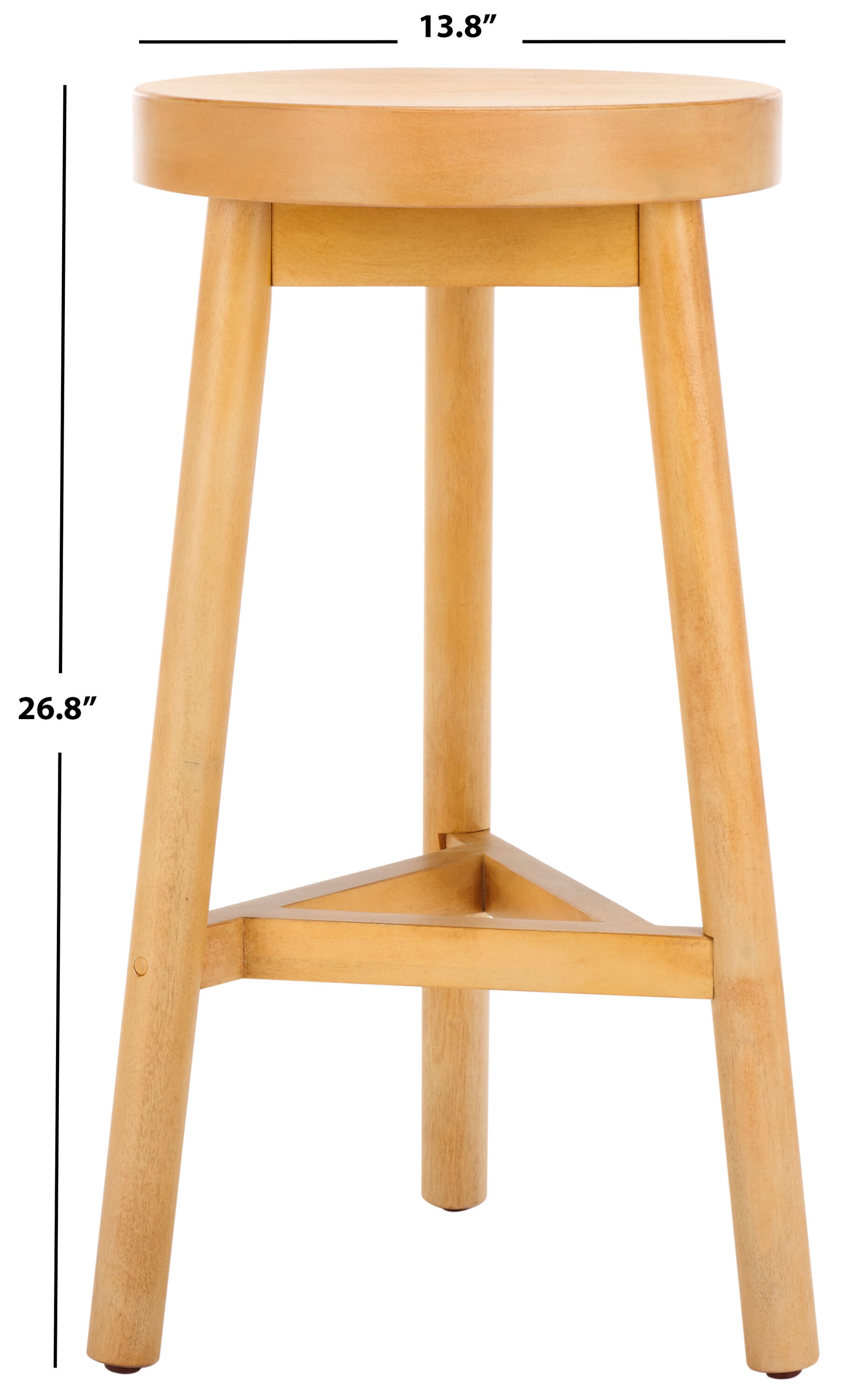 Natural Wood Backless Round Counter Stool