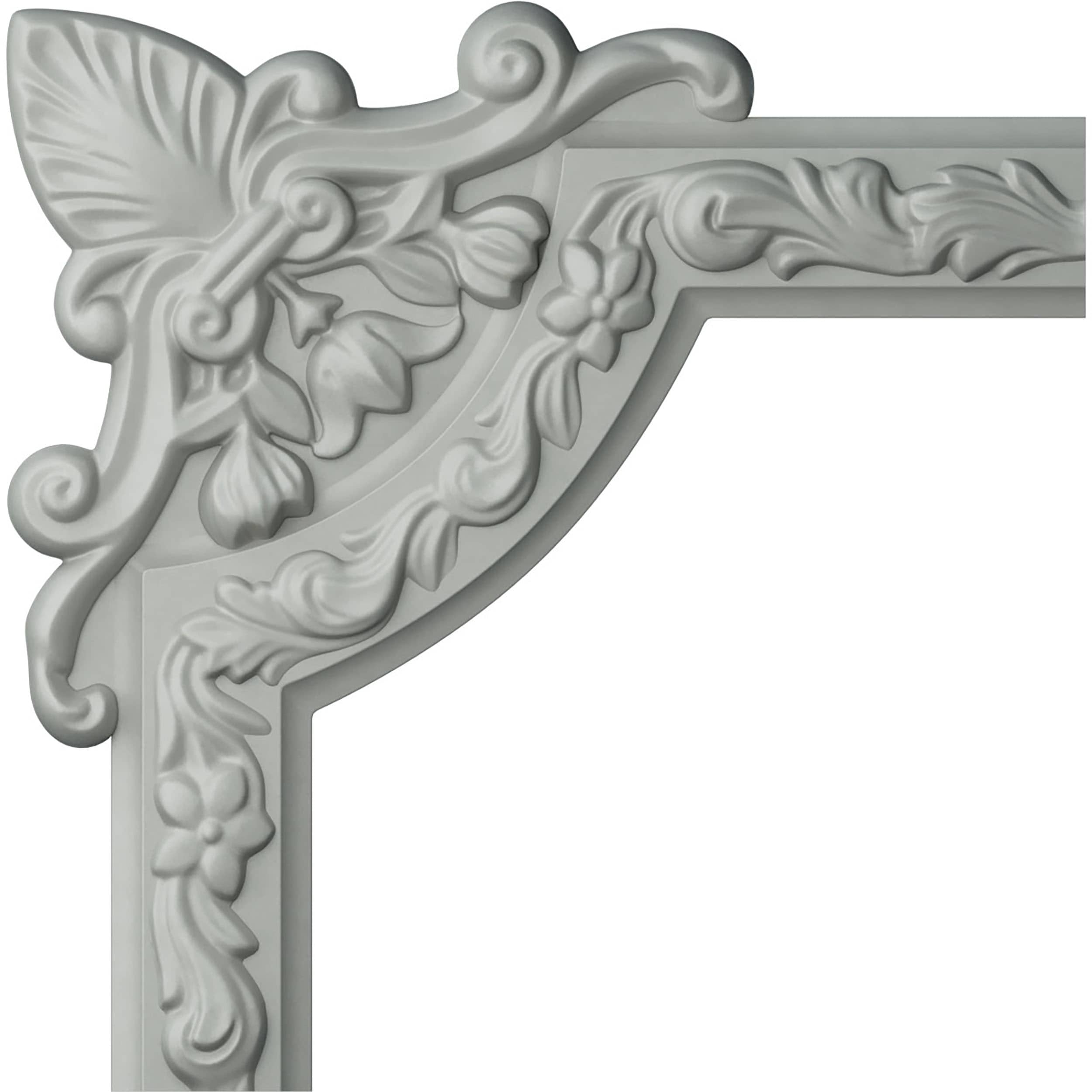 Ekena Millwork PML10X10SU Sussex Floral Primed Urethane 169194 Panel corner Picture Frame Moulding