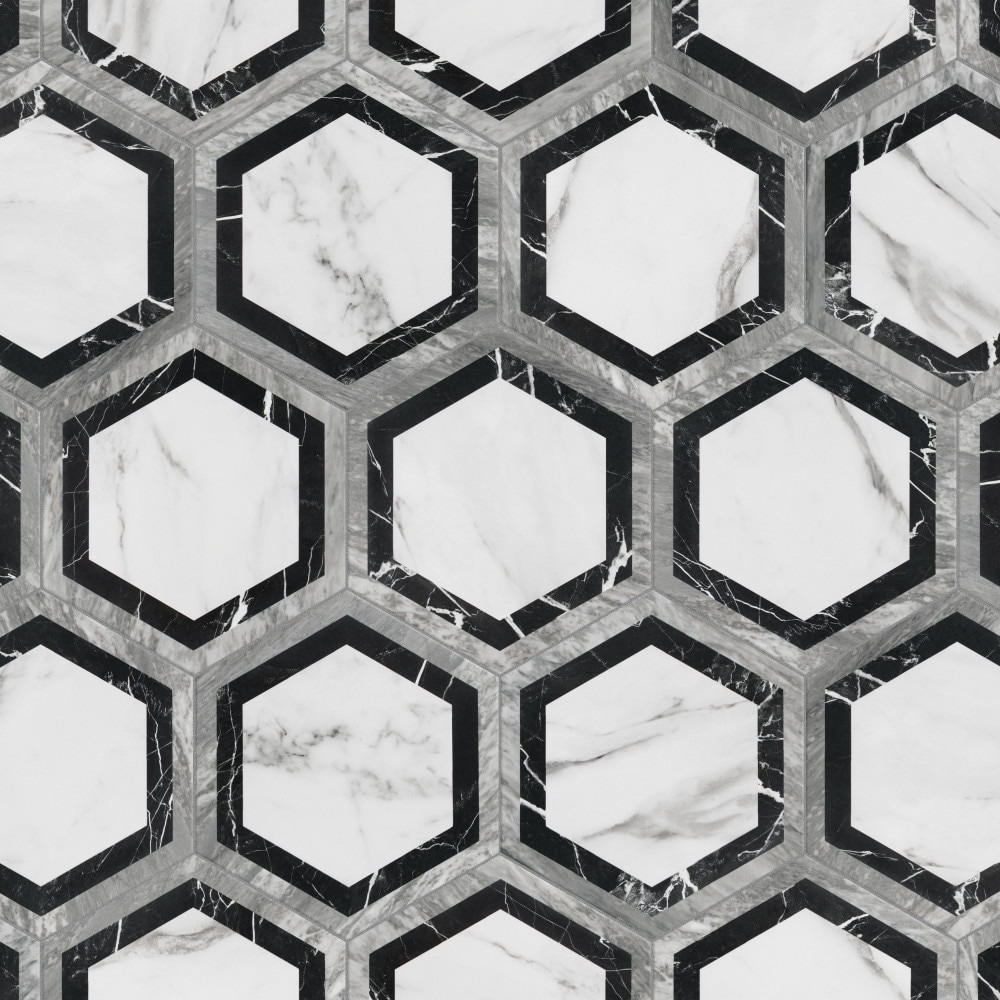 Affinity Tile BioTech Hex Bardiglio Agra 11-in x 13-in Matte Porcelain ...