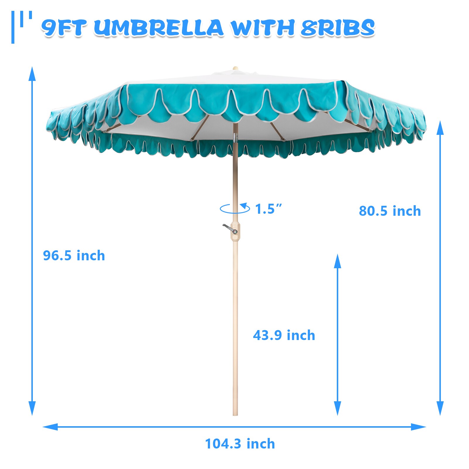 GARSING 9FT-SKIRT -BLUE Umbrellas-2 - View #3