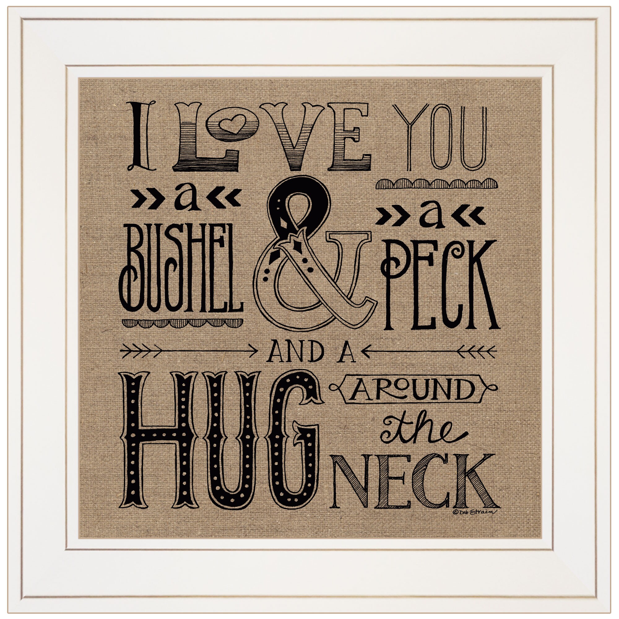 Trendy Decor 4U DS595-226G Hugs Around The Neck Deb Strain White Wood Framed 15-in H x 15-in W Vintage/Retro Paper Print