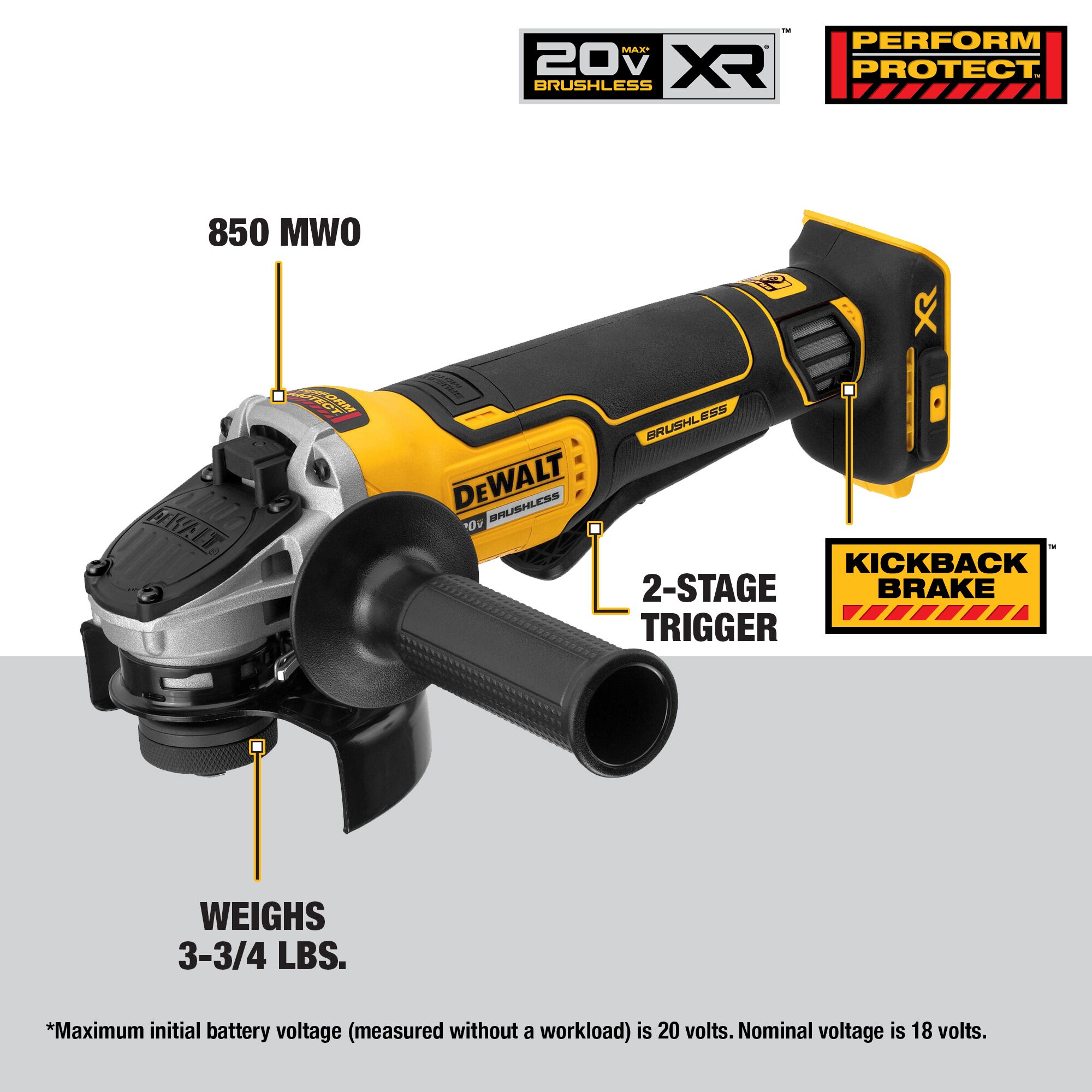 DEWALT XR 4.5-in 20-volt Max Paddle Switch Brushless Cordless Angle Grinder (Tool Only) in the Angle Grinders at