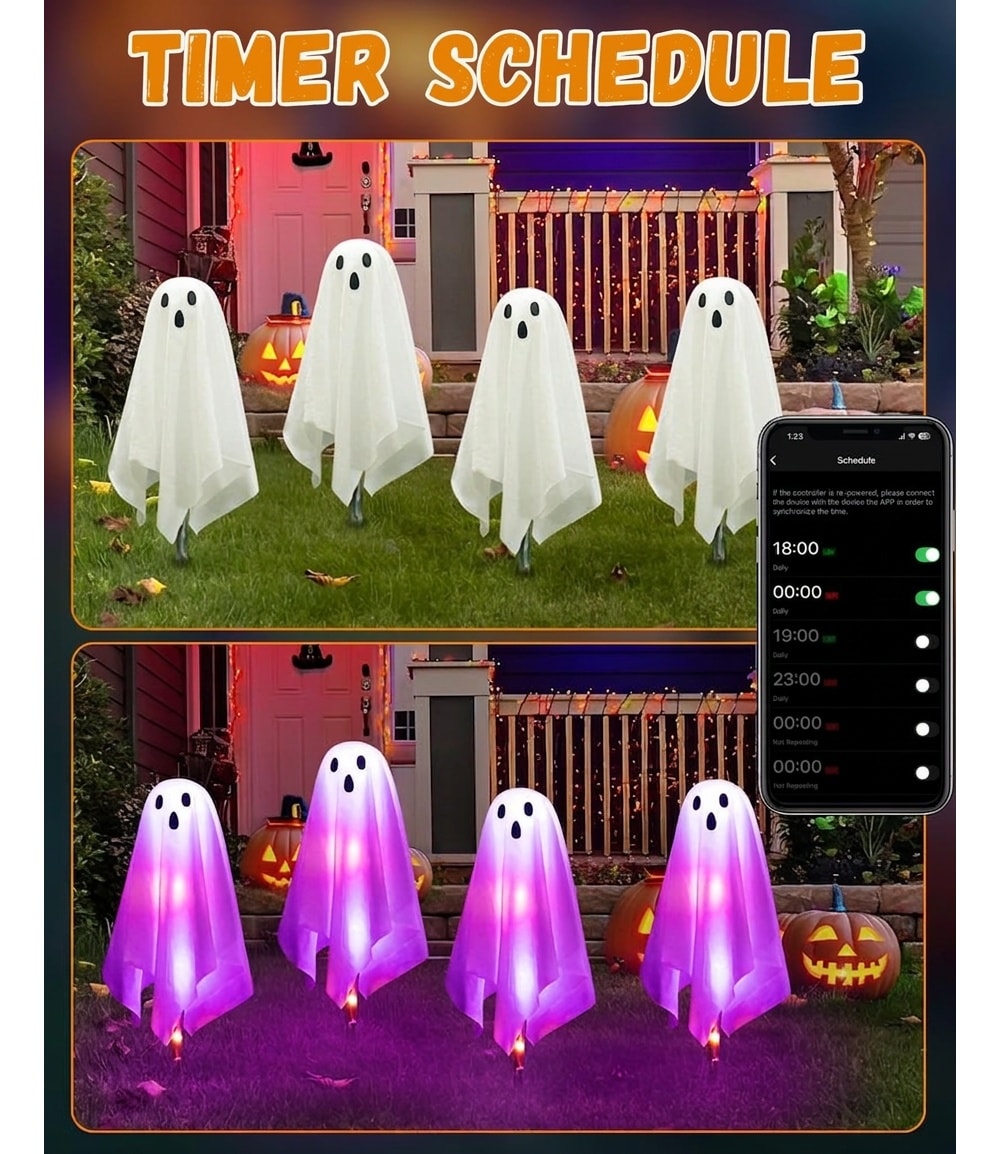 Lukvuzo 8 Pack Smart Christmas Pathway Lights Outdoor RGB LED Spiral ...