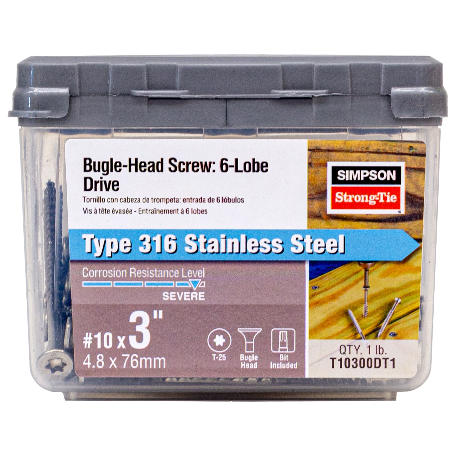 Simpson Strong-Tie T10300DT1 #10 x 3-in Stainless steel Exterior Wood screws ( 68 -Per Box )
