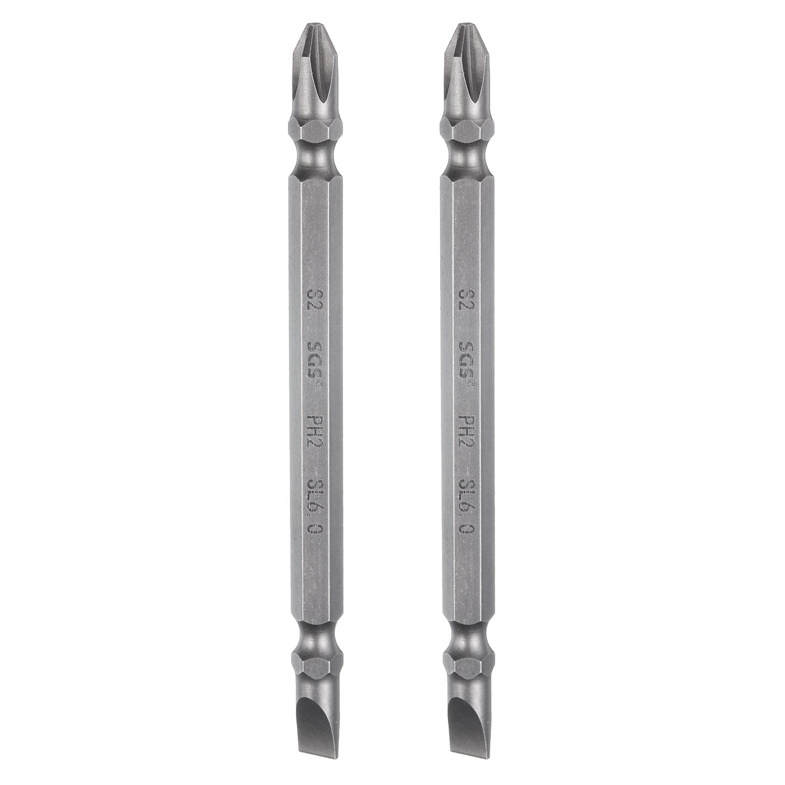 Harfington 2pcs Magnetic Double Ended Screwdriver Bit 6mm PH2/SL6 4 Inch Length 1/4 Inch Hex Shank S2 Steel Phillips Cross Slotted Flat Screw Driver Bit #S26030900UX3093