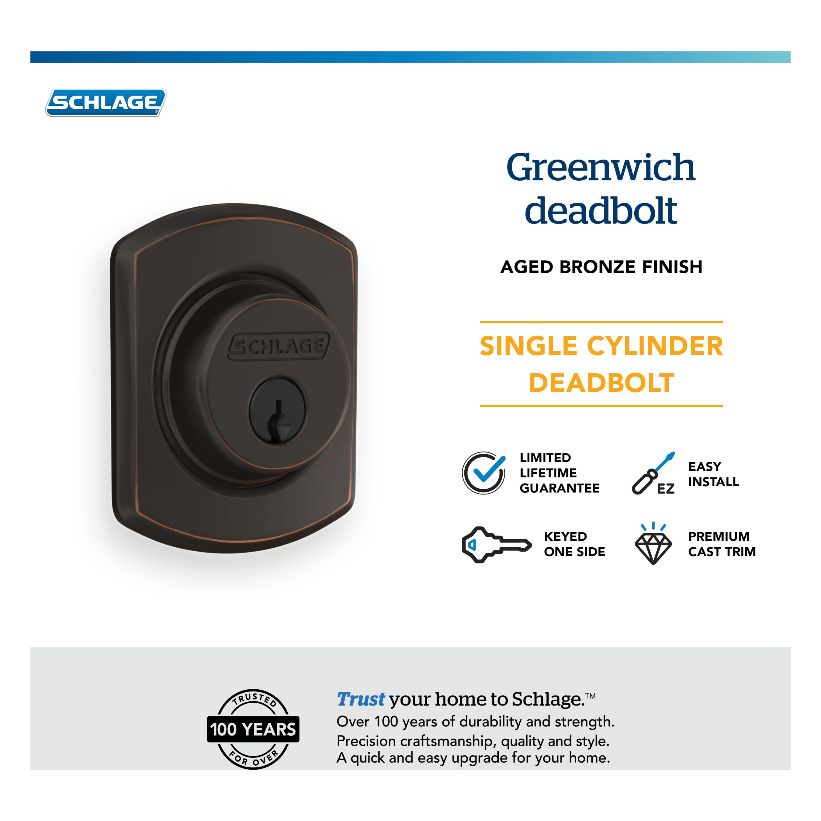 Schlage LOCK B60 N G GRW 716 Door-Deadbolts - View #5