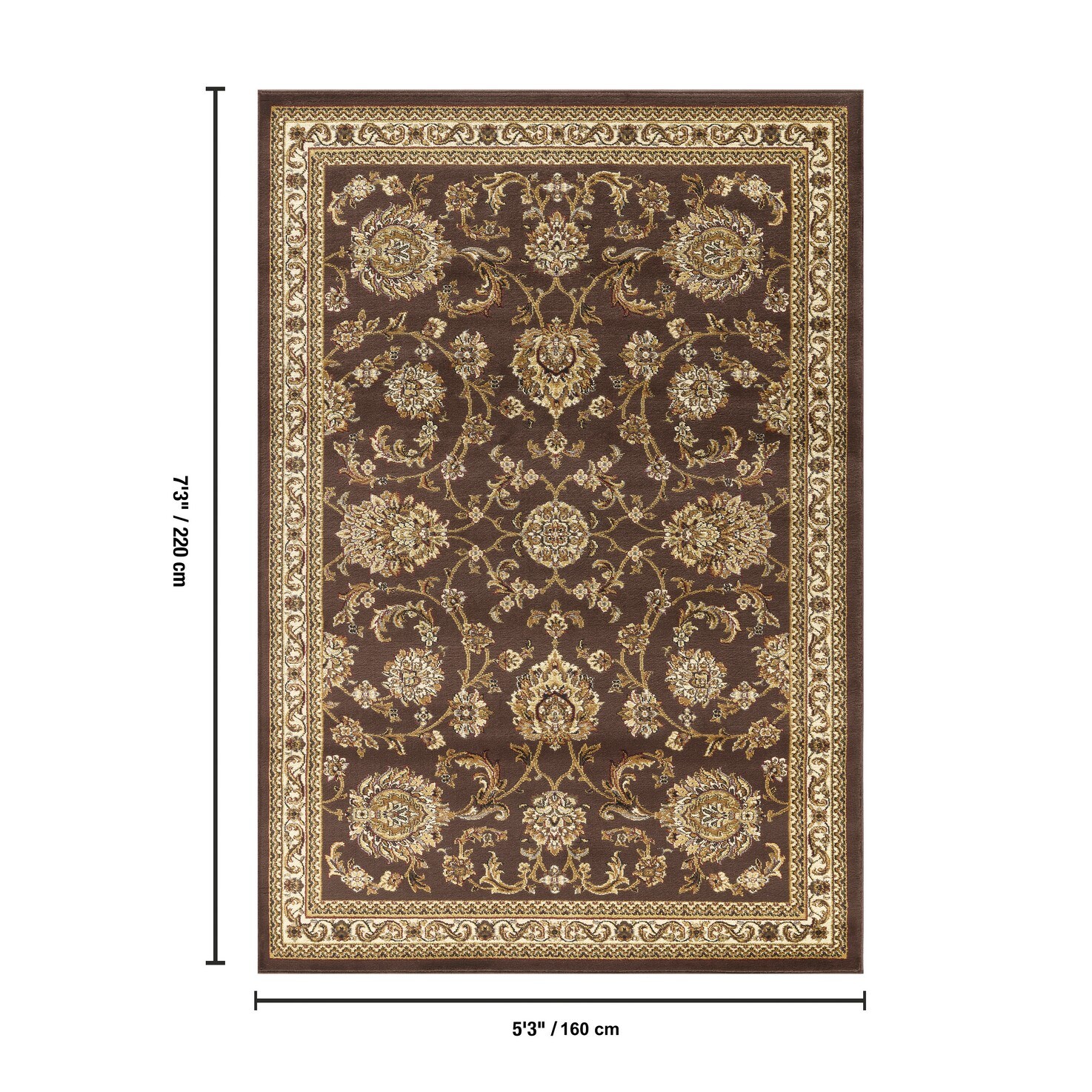 GLANZEND 63-in x 87-in Woven Polypropylene Brown Rectangular Indoor ...