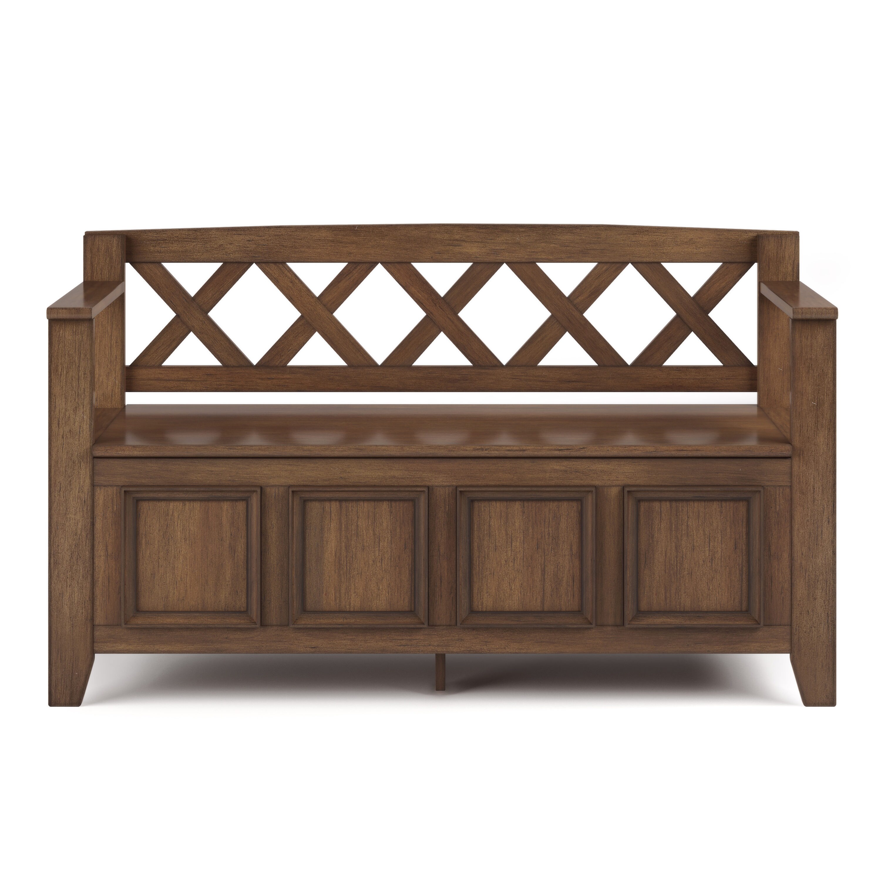 Simpli Home Amherst Modern Rustic Natural Aged Brown Accent Bench 48 In   47560199 