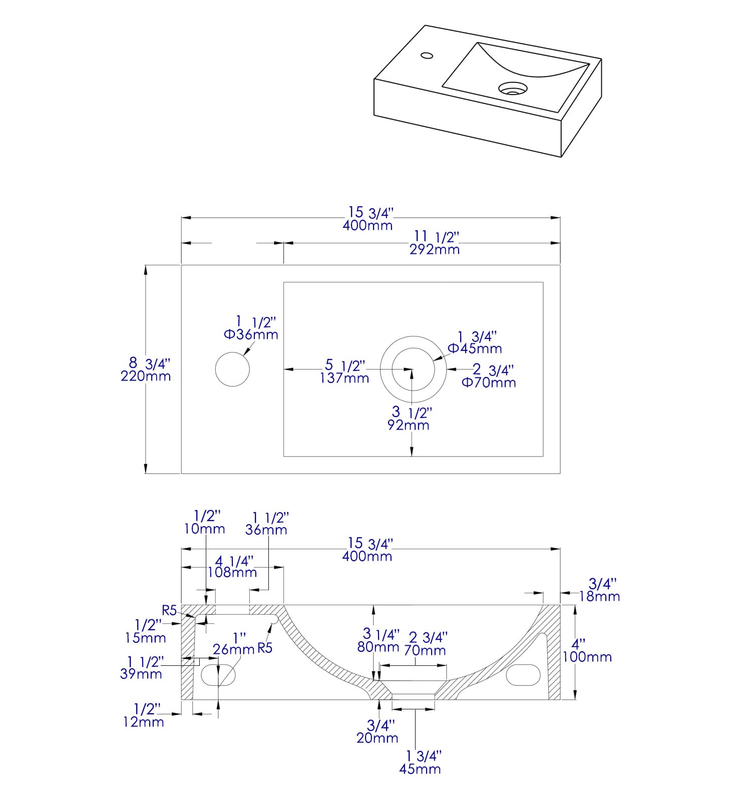 ALFI ABCO108 Bath-Sink - View #6