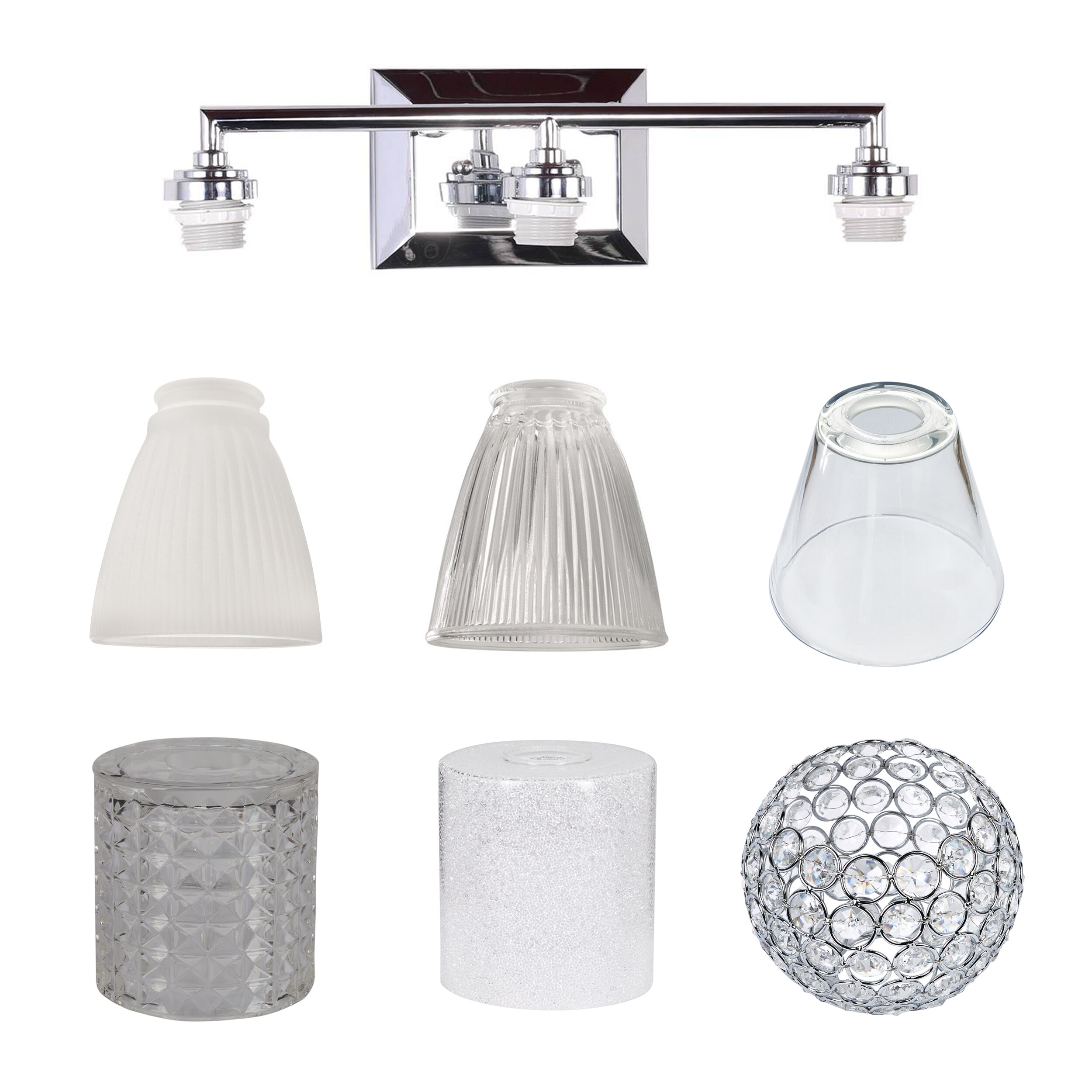 Style Selections  3-Light Chrome Vanity Light Fixture with Shade Options