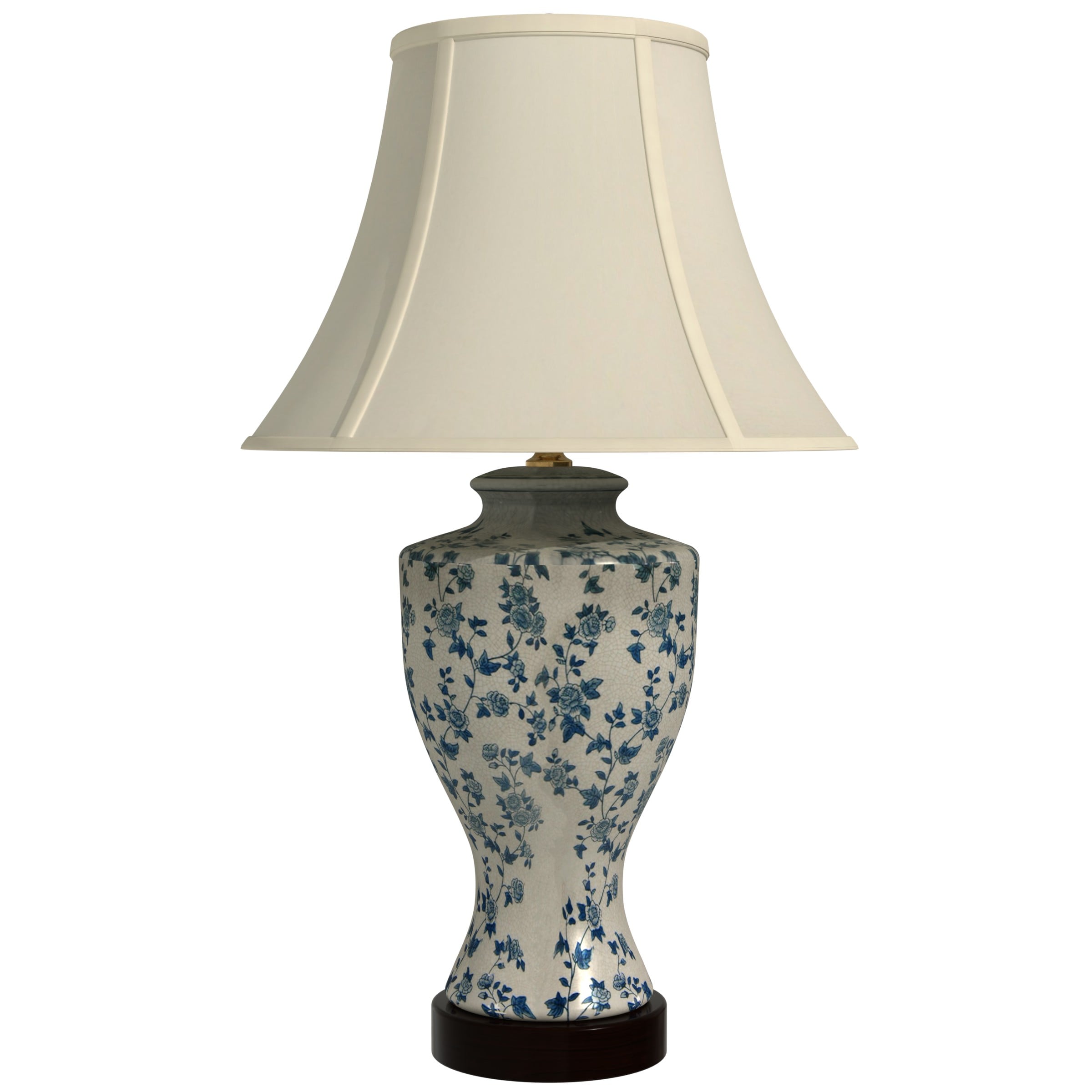 Red Lantern JCO-X8500 Oriental Furniture 27-in Blue 3-way Table Lamp with Fabric Shade