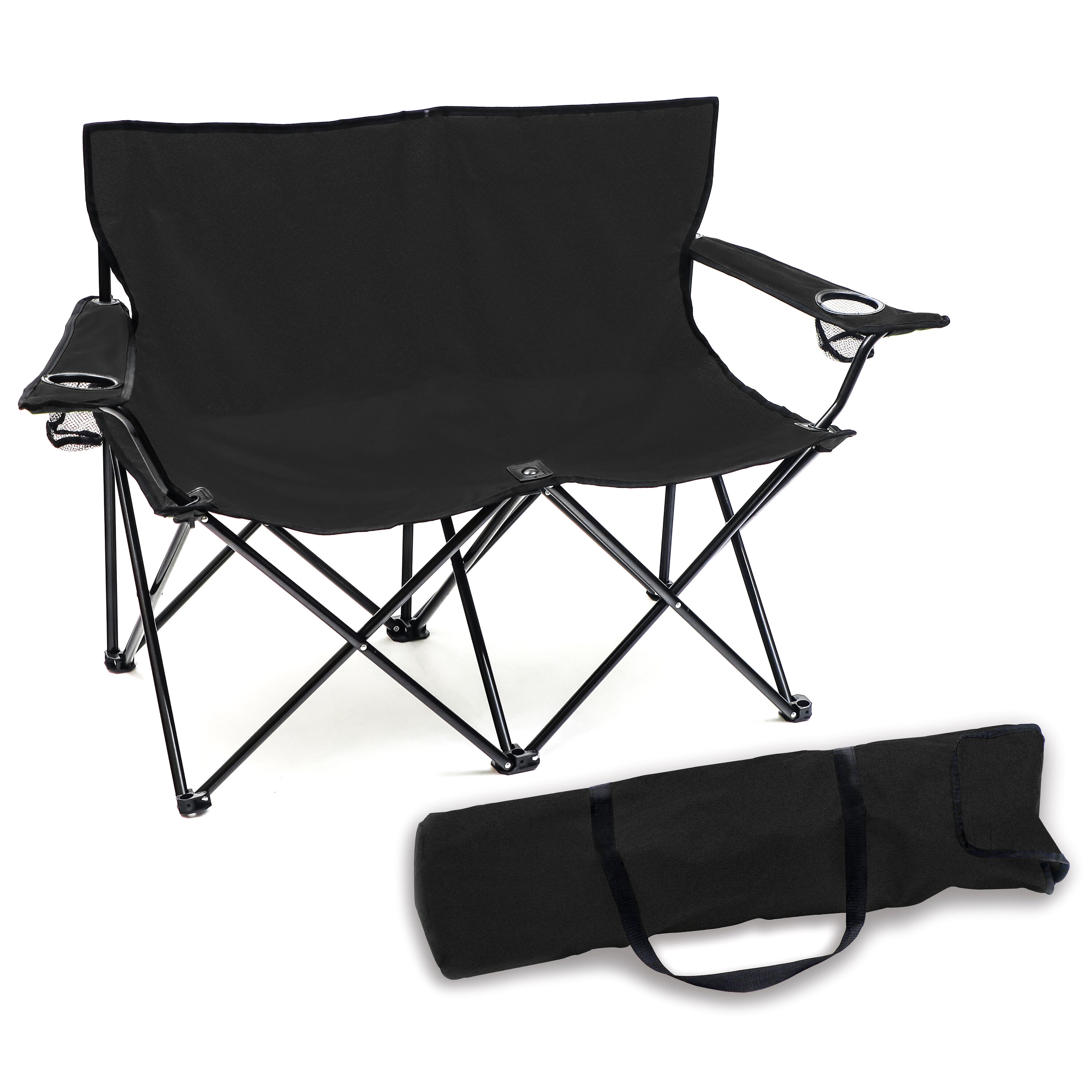 Trademark Innovations DB-SEAT Polyester Black Folding Camping chair Carrying Strap/Handle Included