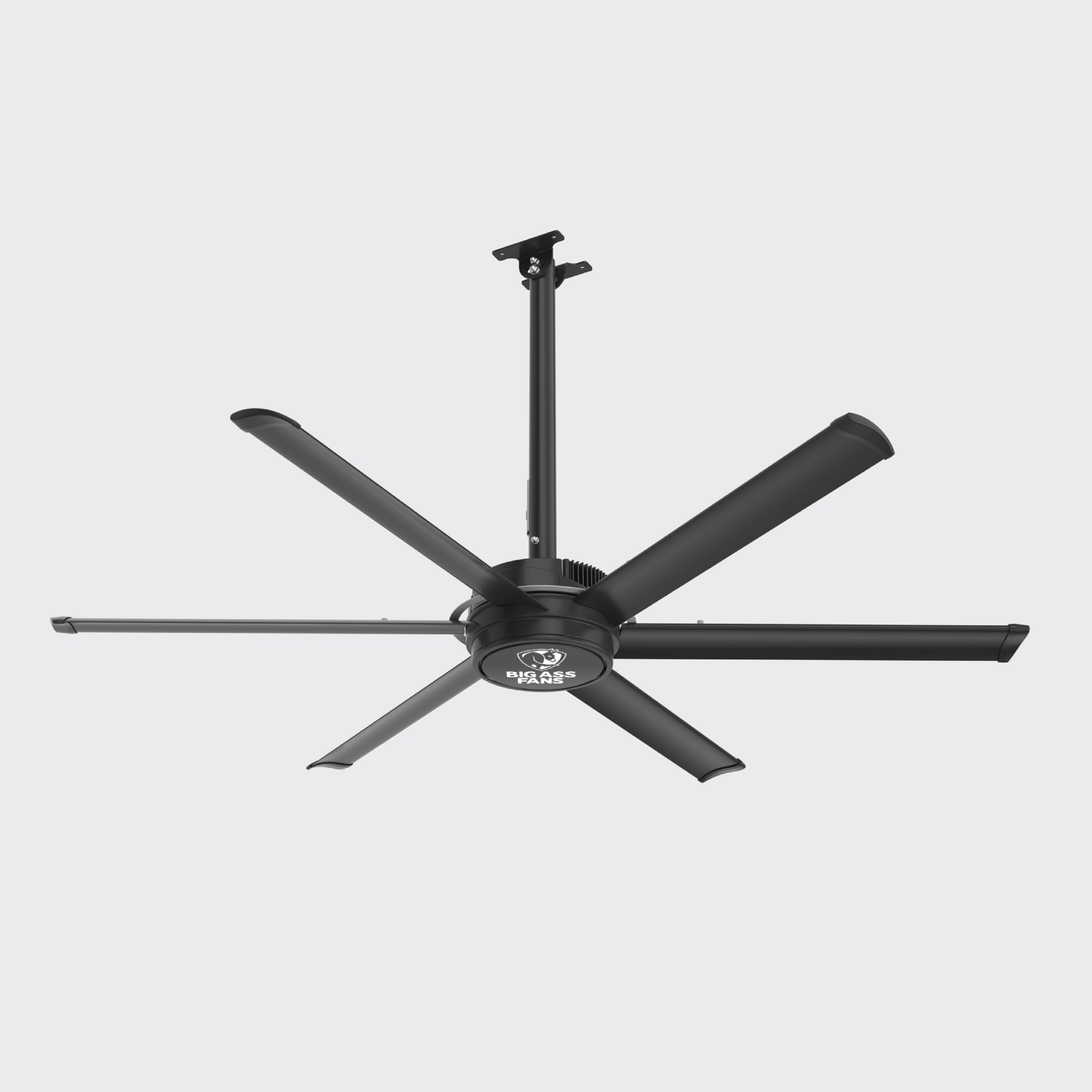Big Ass Fans E Series 84-in Black with Black Blades Covered Outdoor Ceiling Fan Without Light and Wall Control Included 6 -Blade