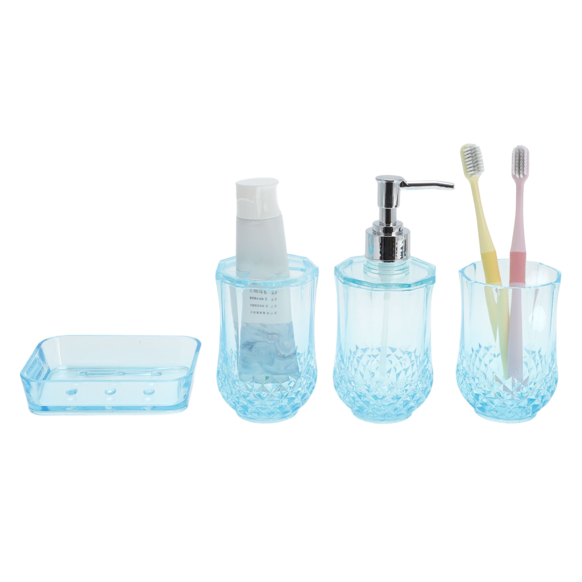 Unique Bargains 1set Durable Bathroom Accessories Set for Bathroom Vanities Transparent Blue