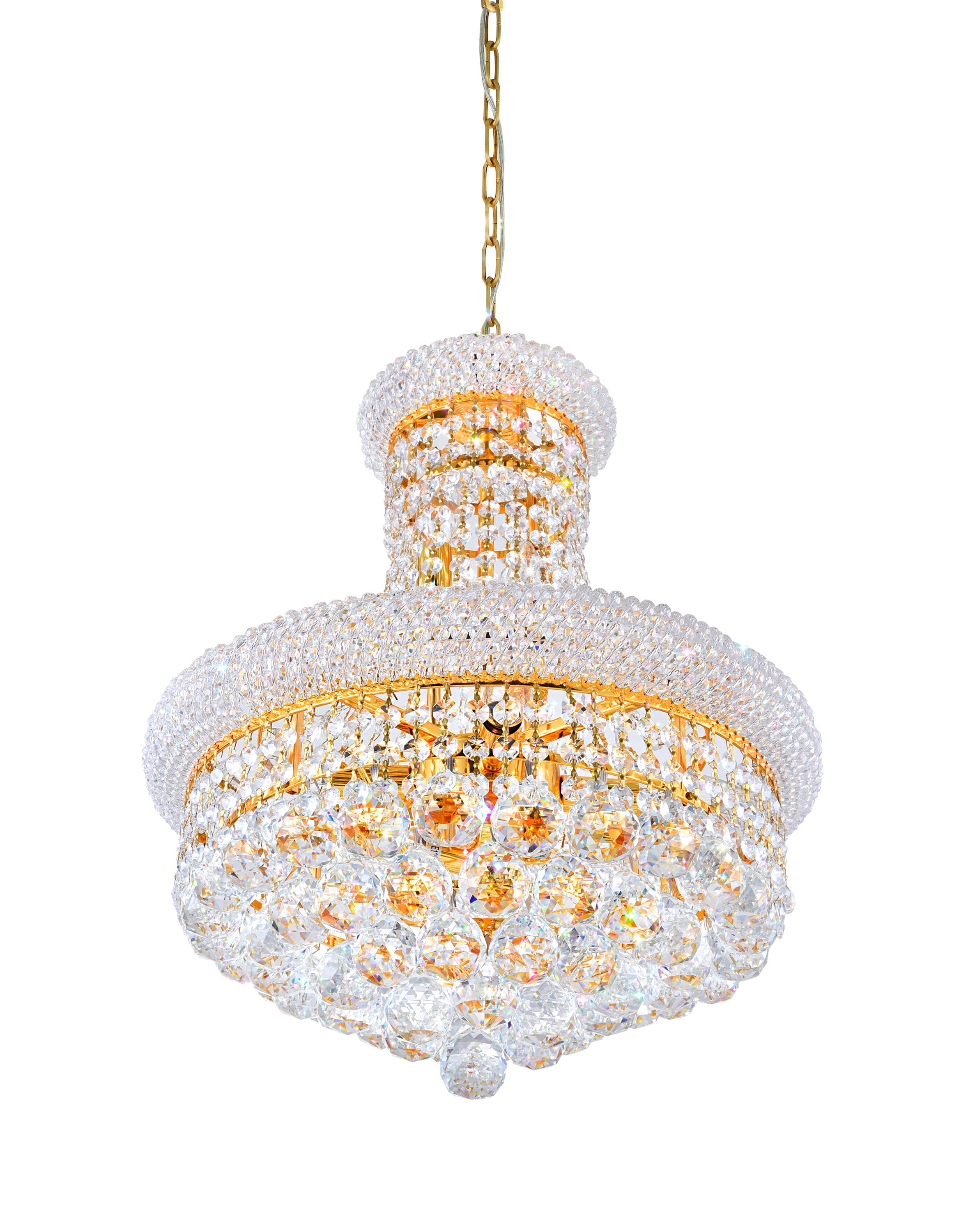 Empire Crystal Elegance 18" Gold Chandelier with Glittering Details