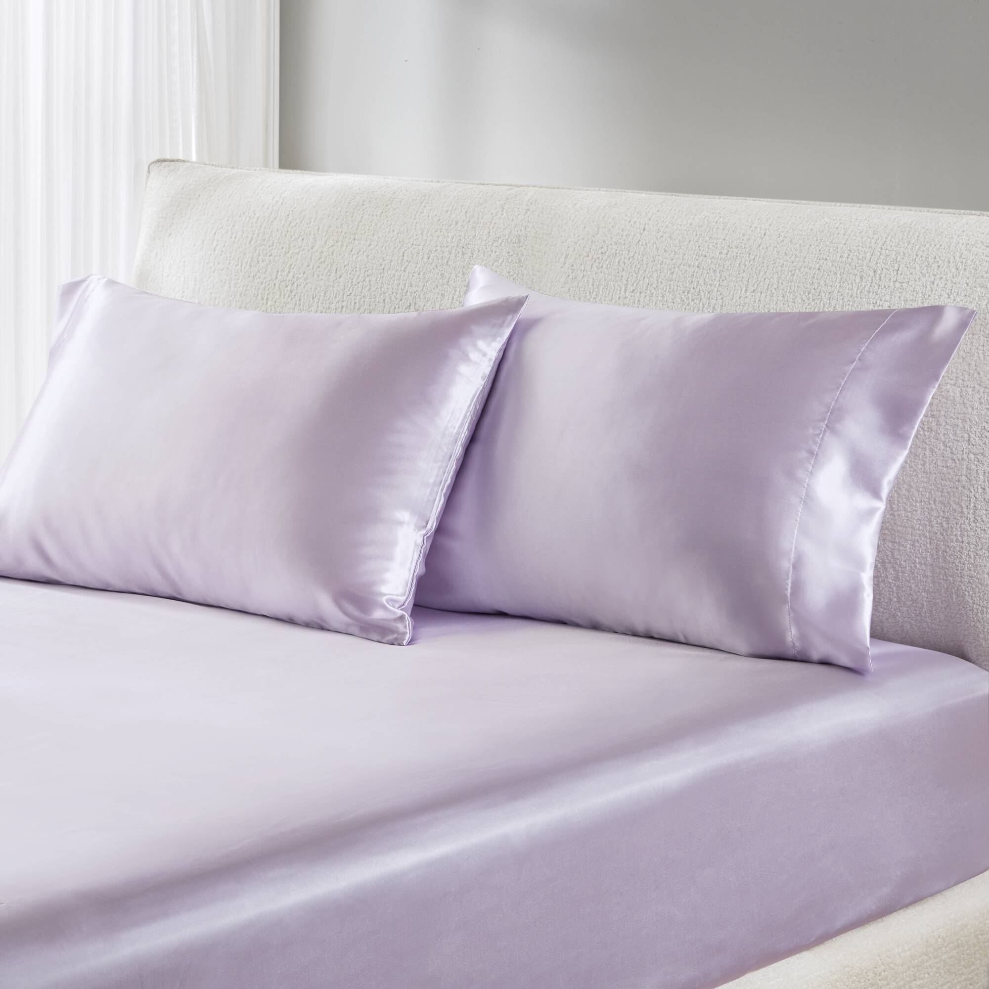 Lilac Twin Satin Polyester Luxury Sheet Set