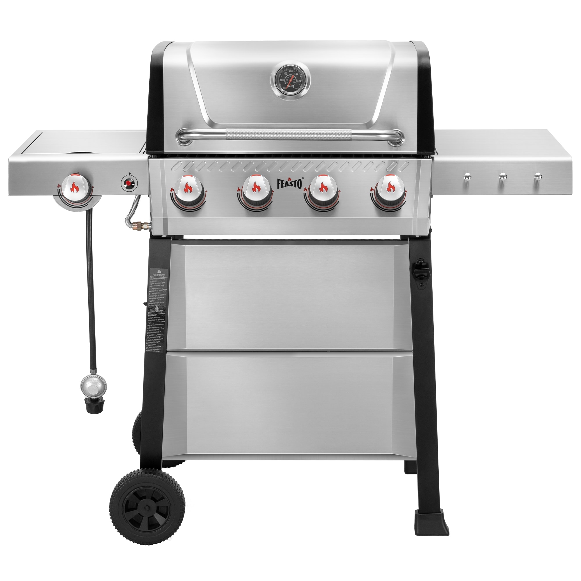 Feasto GL4101S Silver 4 -Burner Liquid Propane Gas Grill 1 -Side Burner