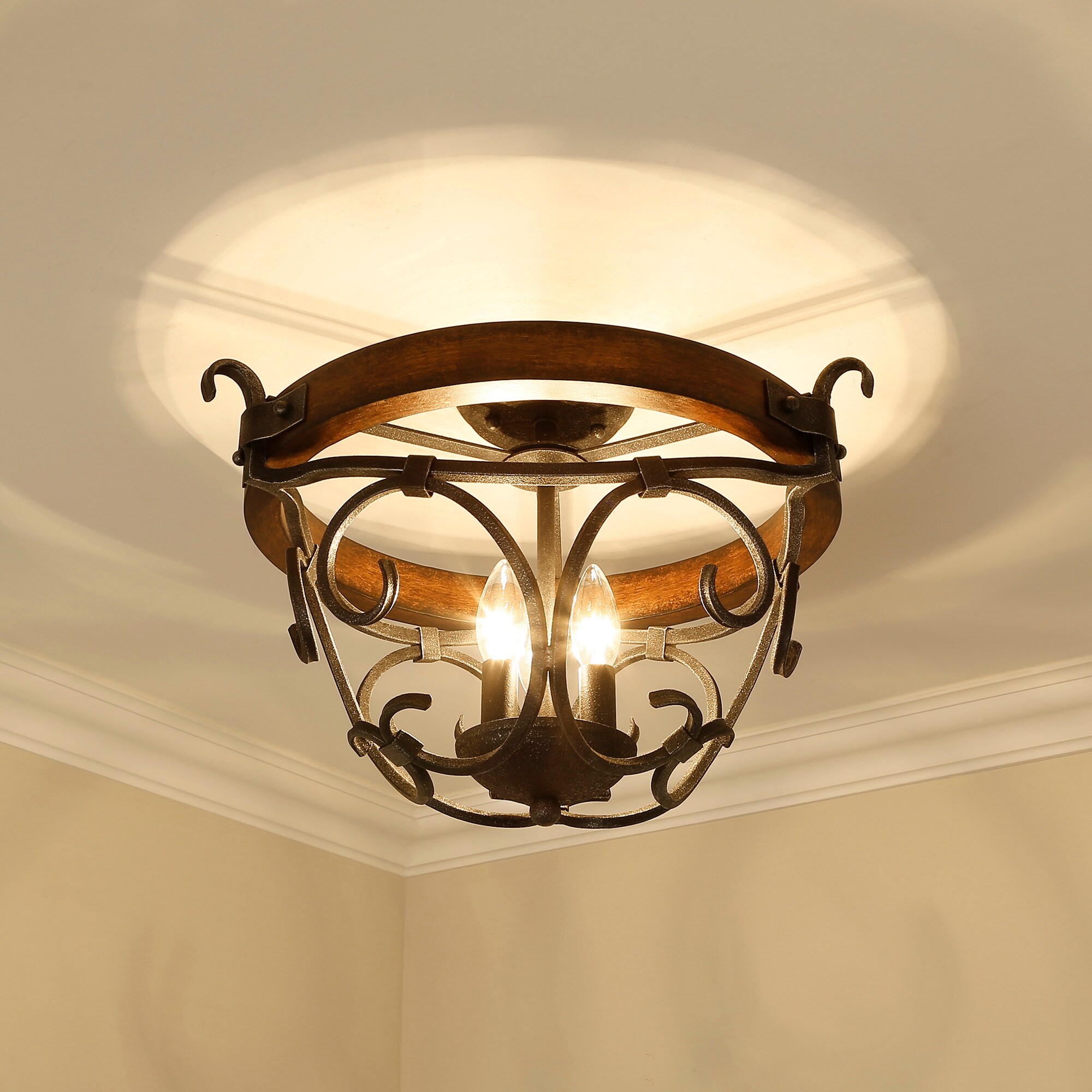 wrought iron flush mount lighting