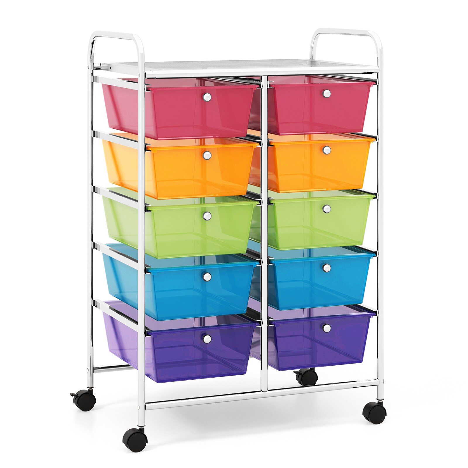 Fenbeli Rolling Storage Cart with 10 Drawers Large Top Platform Mobile Utility Organizer Locking Wheels