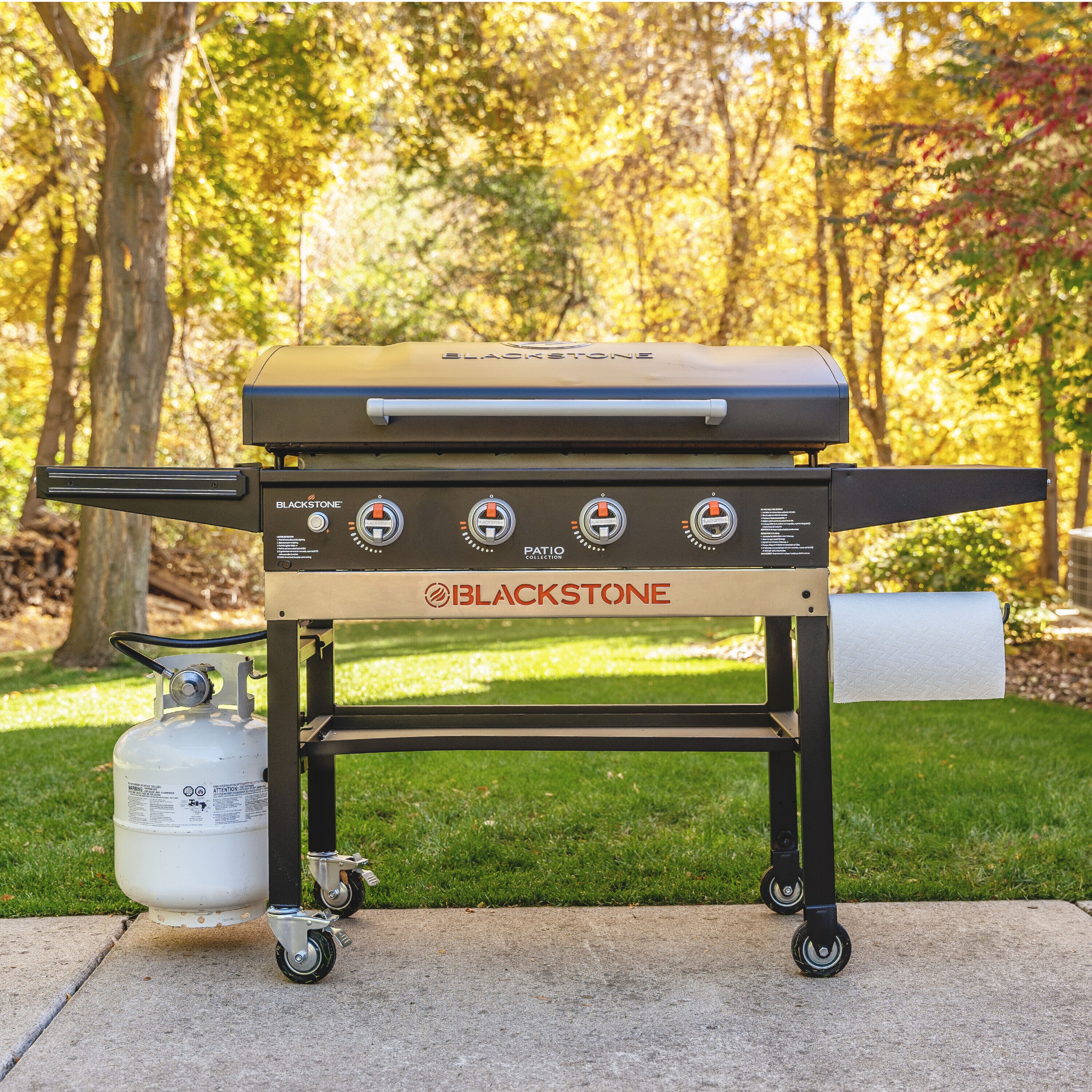 36 in. 4-Burner Liquid Propane Flat Top Grill with Hood by