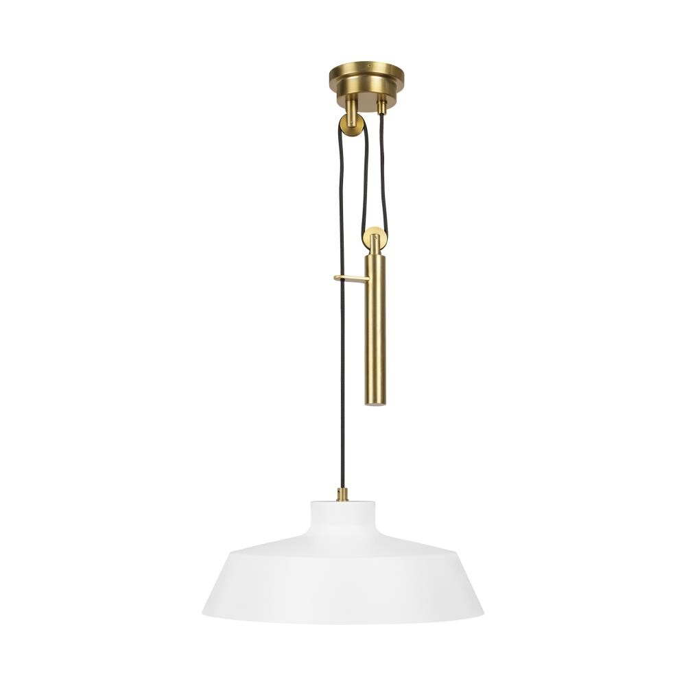 Generation Lighting Designers EP1031MWT ED Ellen DeGeneres Candor Matte White/Burnished Brass Farmhouse Bowl Medium (10-22-in) Pendant Light