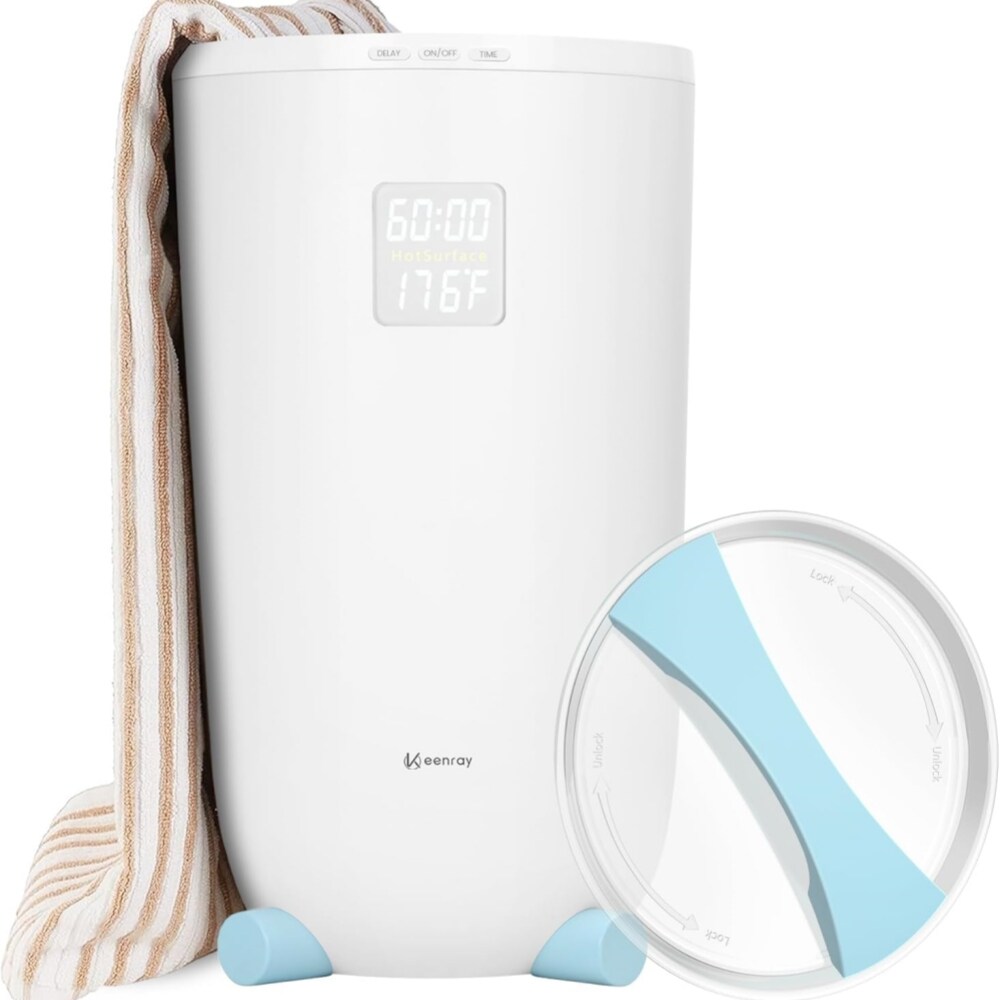 Keenray US-MBTW-CL45 Towel Warmer for Bathroom Luxury Towel Warmer Bucket with Timer LED Display for Time and Temperature Delay Time Up to 24 Hours
