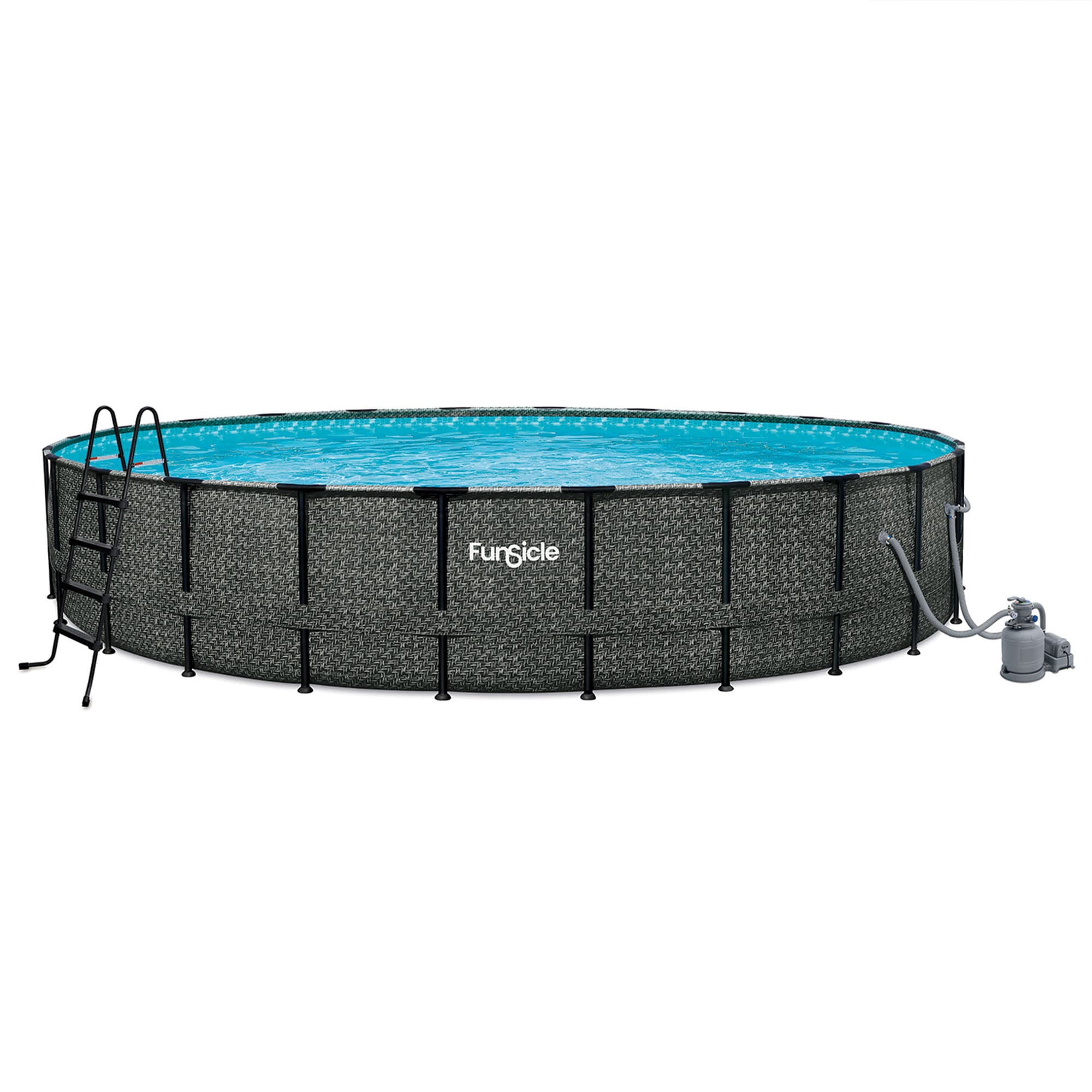 Funsicle 24-ft x 24-ft x 52-in Metal frame Round Above-Ground Pool with Filter Pump with Ground Cloth with Pool Cover with Ladder #308895