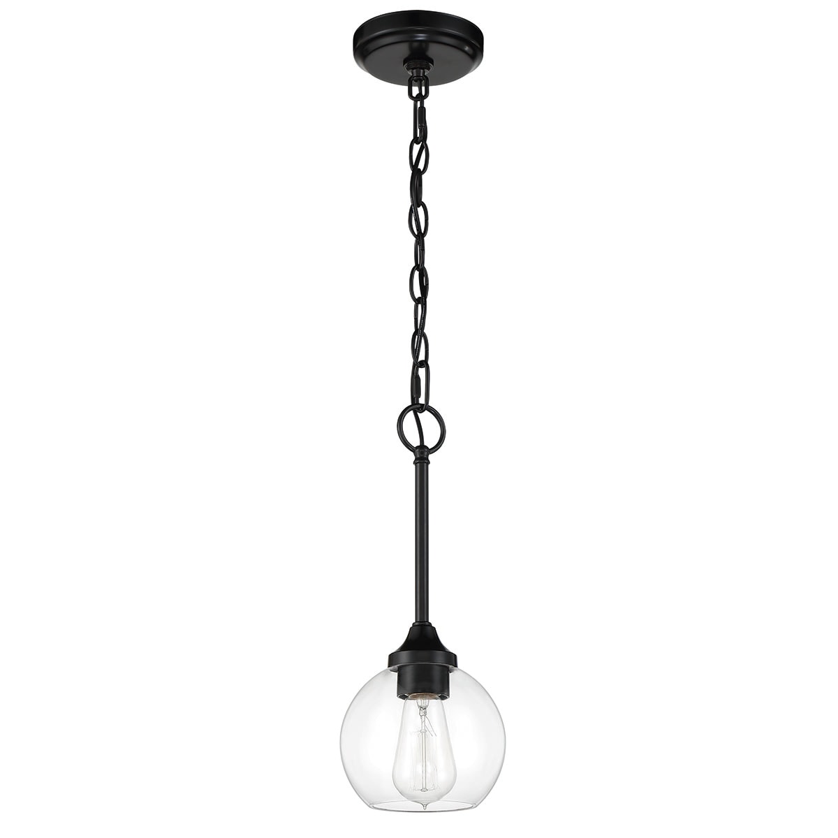 Craftmade 56291-FB Glenda Flat Black Traditional Clear glass Globe Mini Hanging Pendant light