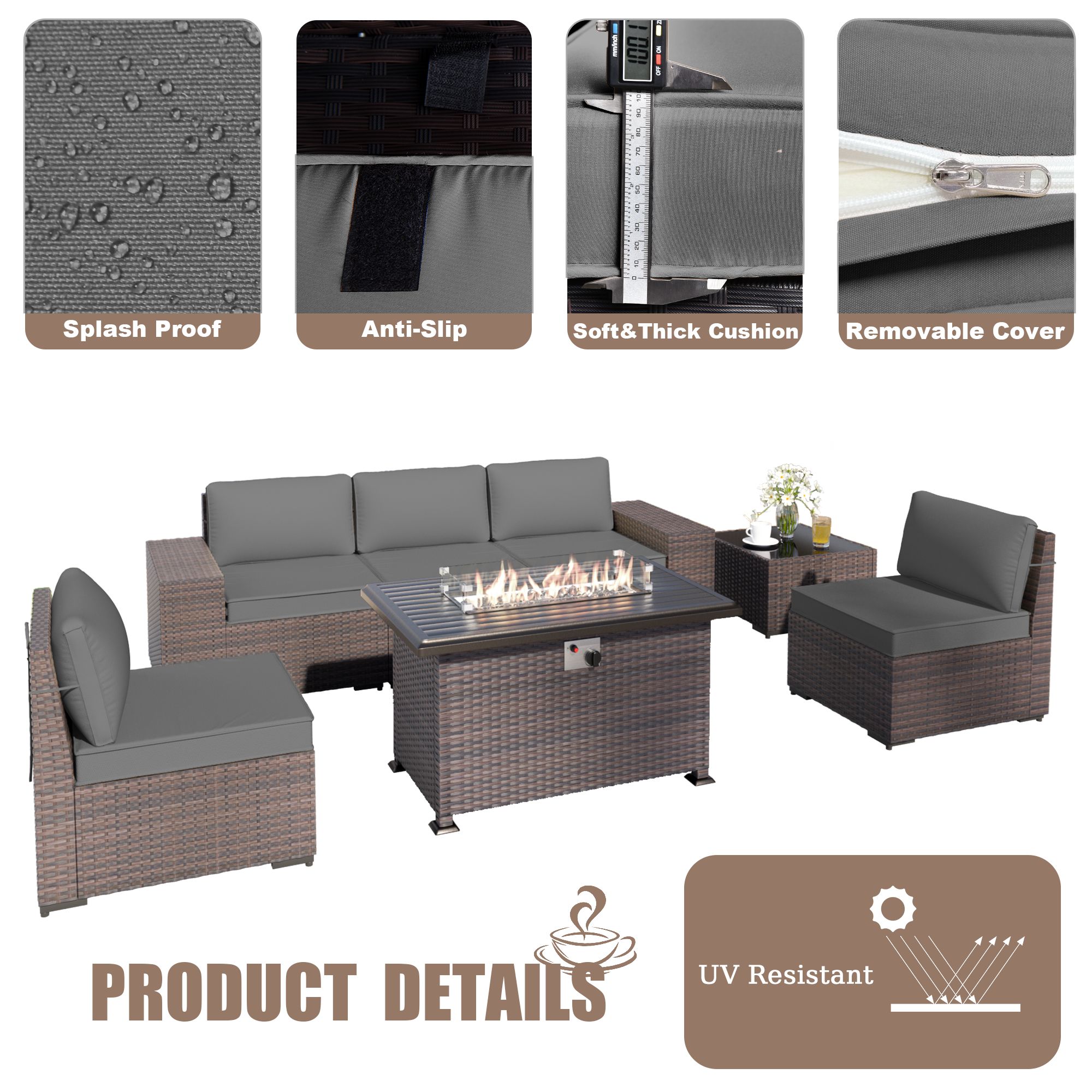 ALAULM LS-6+1-GREY Patio-Conversation-Sets - View #7