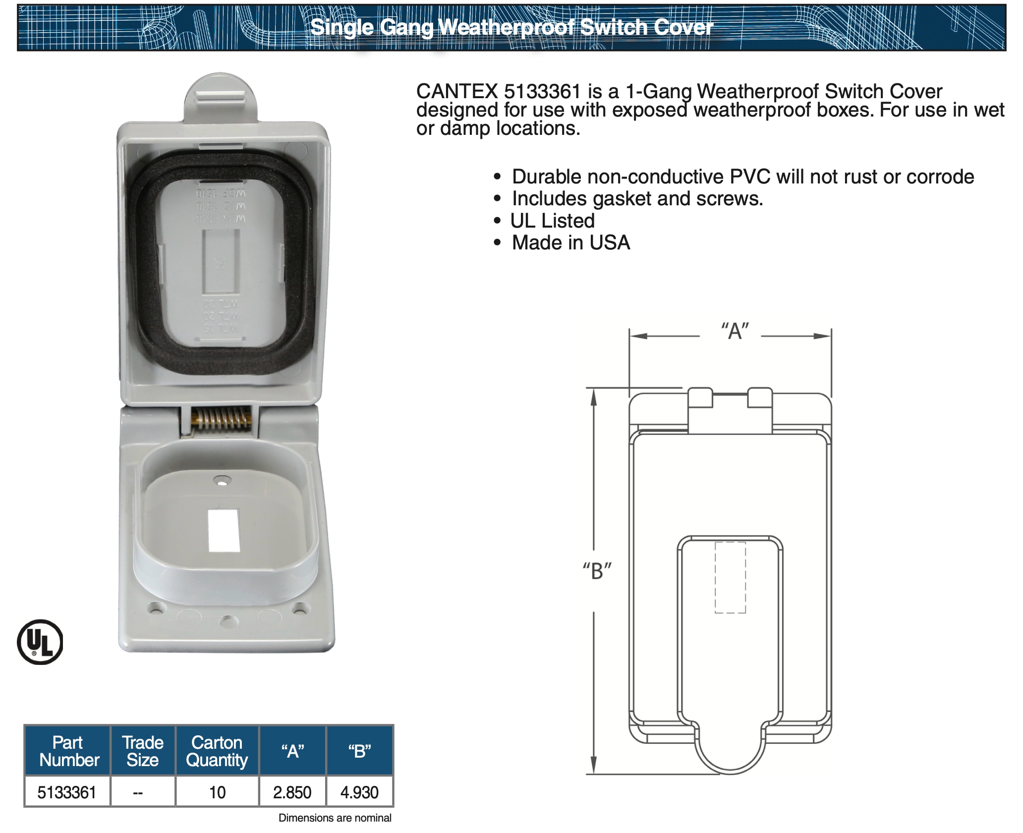 CANTEX L5133361 Electrical-Box-Covers - View #3